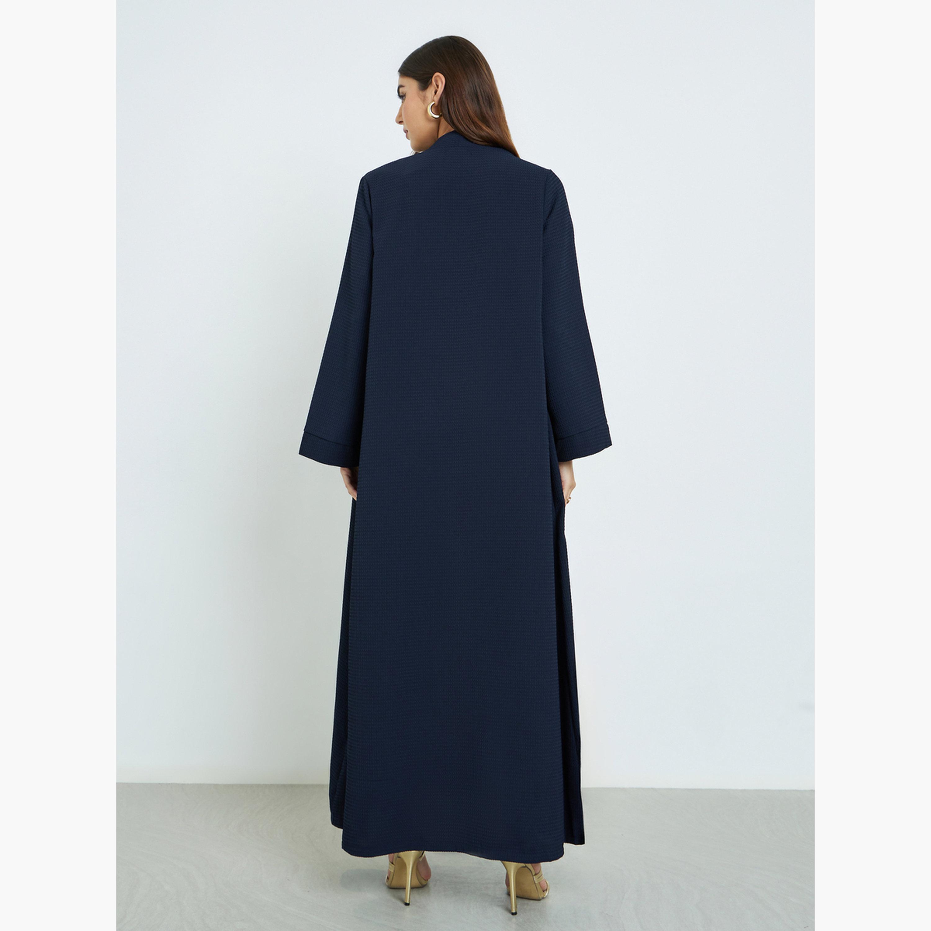 ستايلي - عباية مفتوحة من الأمام لون أزرق داكن-women-arabicclothing-abayas-image-4