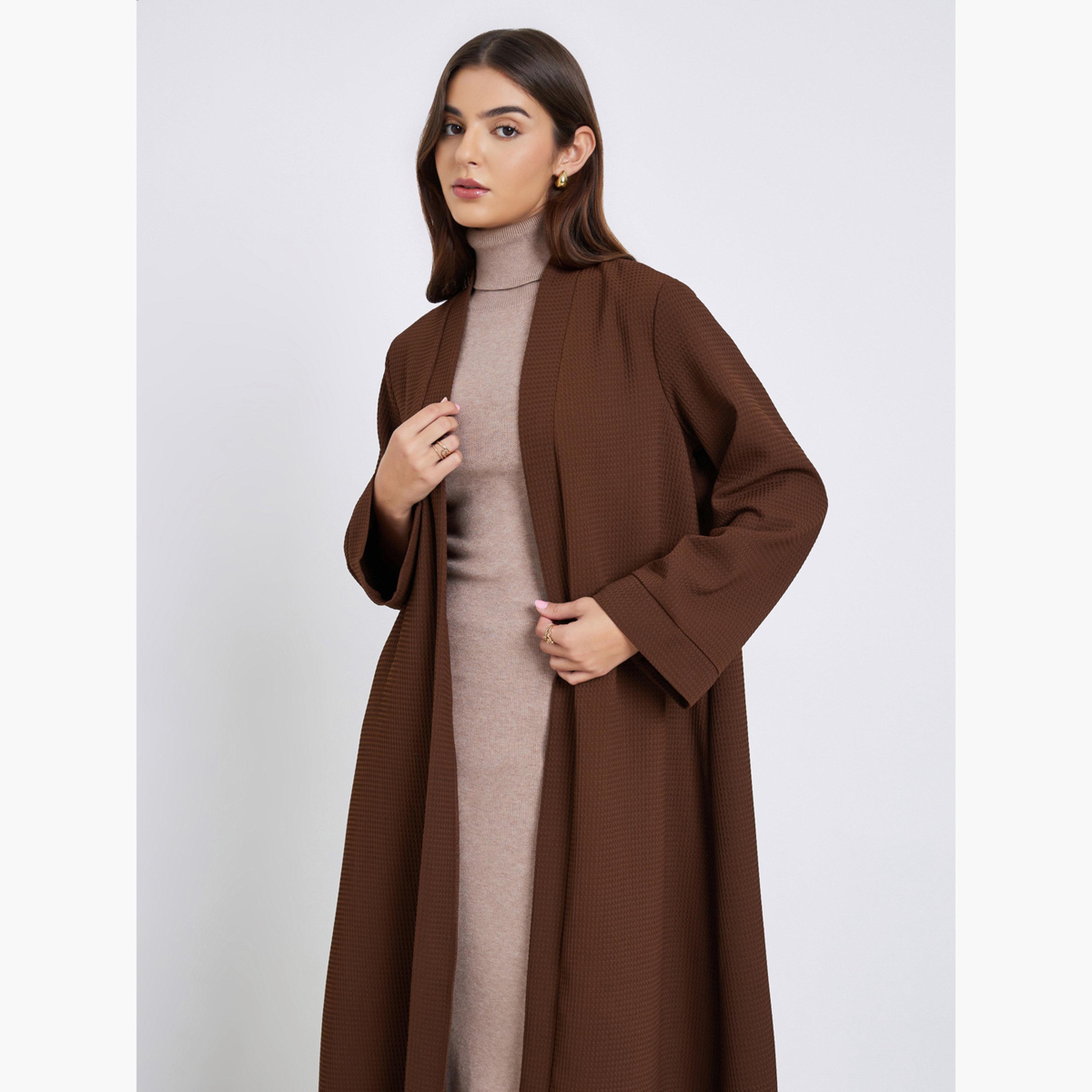 Styli Brown Open Front Maxi Abaya-women-arabicclothing-abayas-image-2