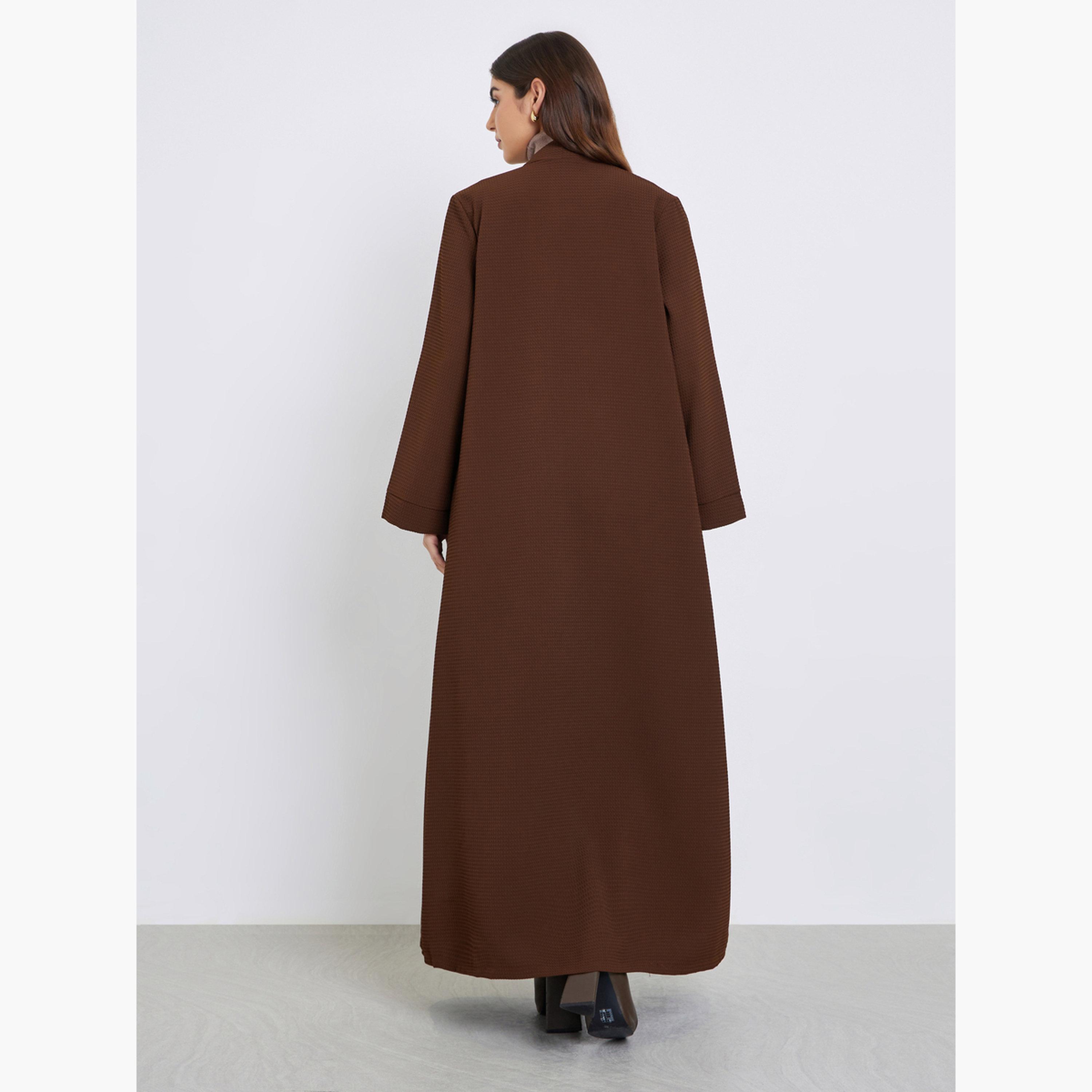 Styli Brown Open Front Maxi Abaya-women-arabicclothing-abayas-image-4