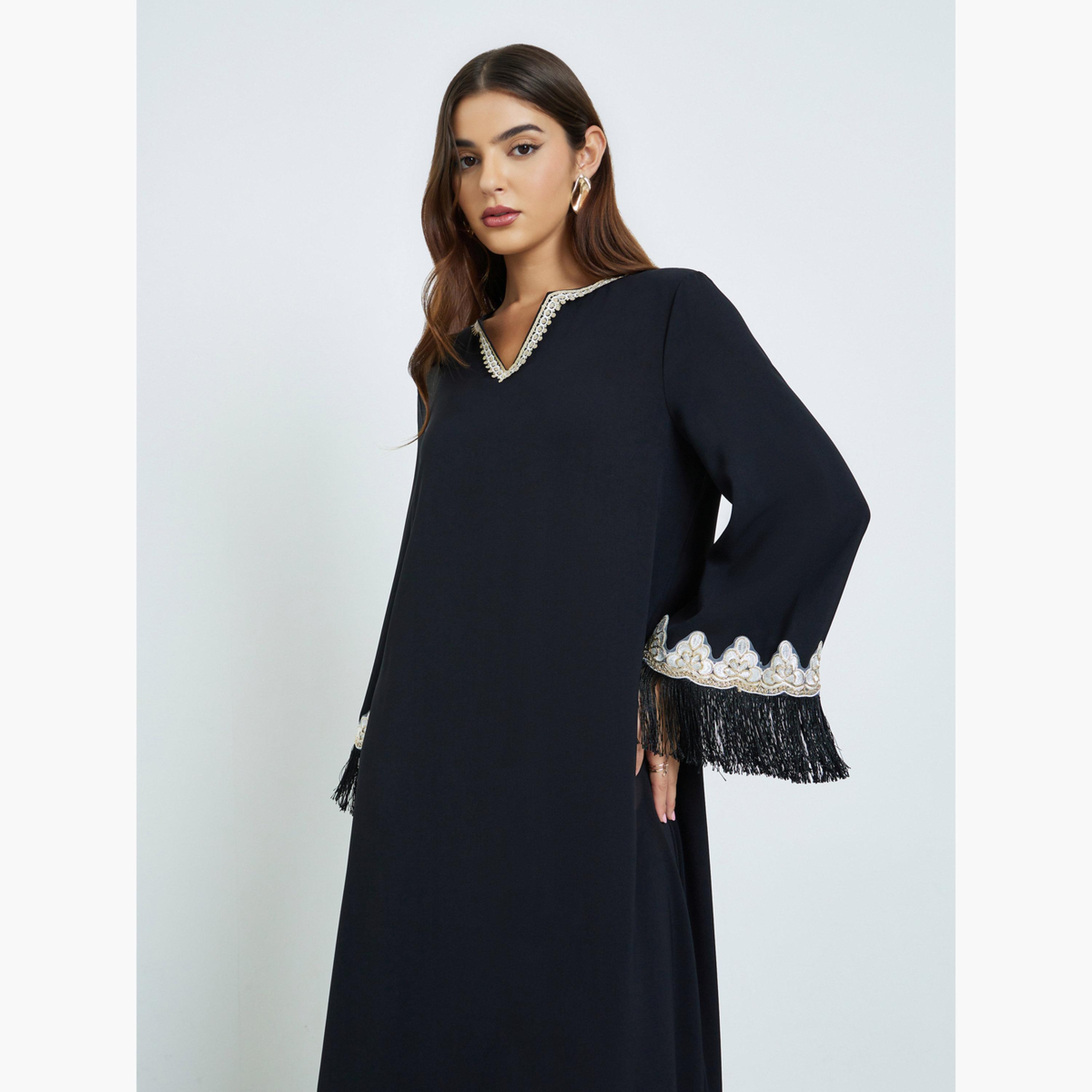 أميرة x ستايلي جلابية طويل بتفاصيل دانتيل-women-arabicclothing-jalabiyas-image-3
