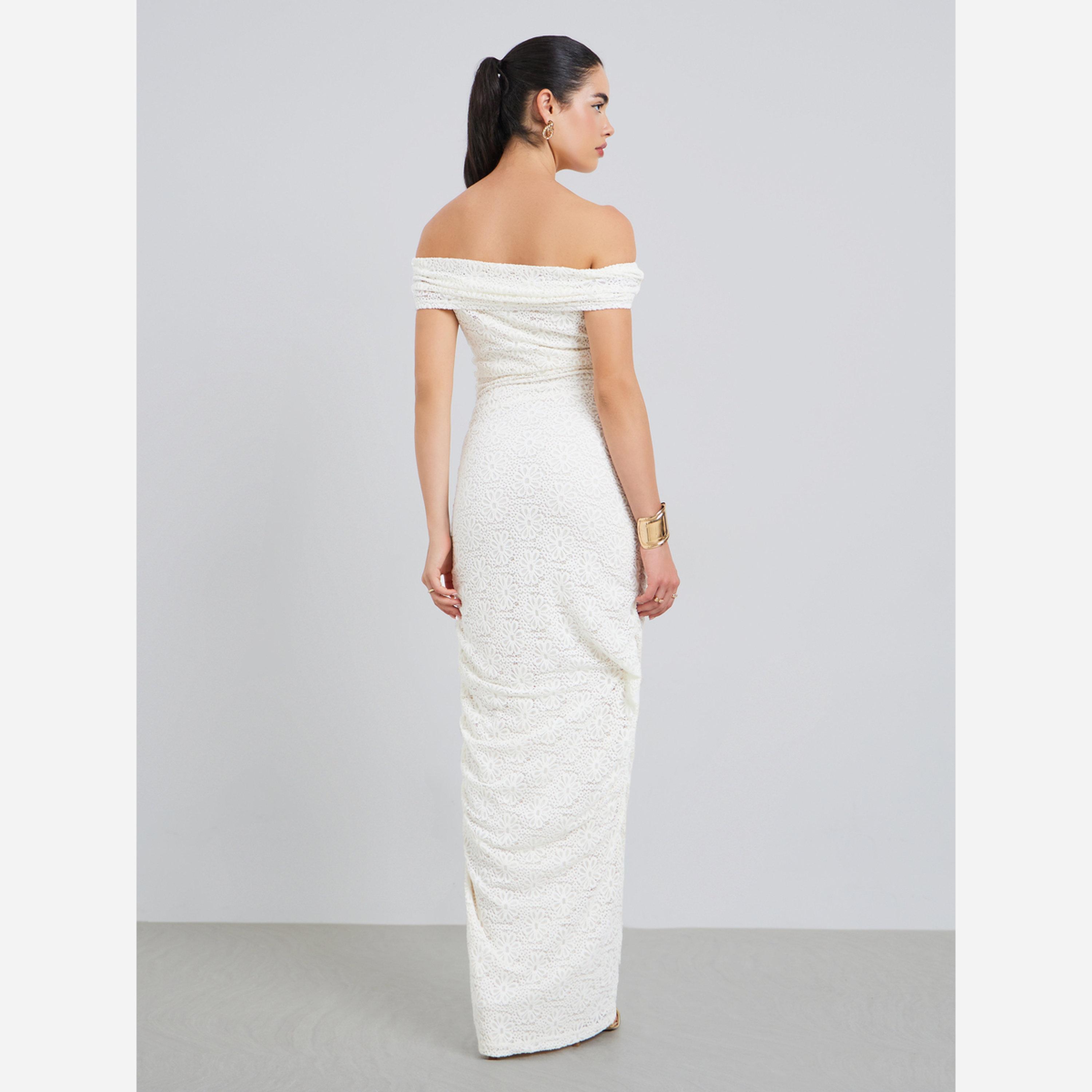 Styli Women Cream Lace Off-Shoulder Maxi Dress-women-clothing-dresses-image-3