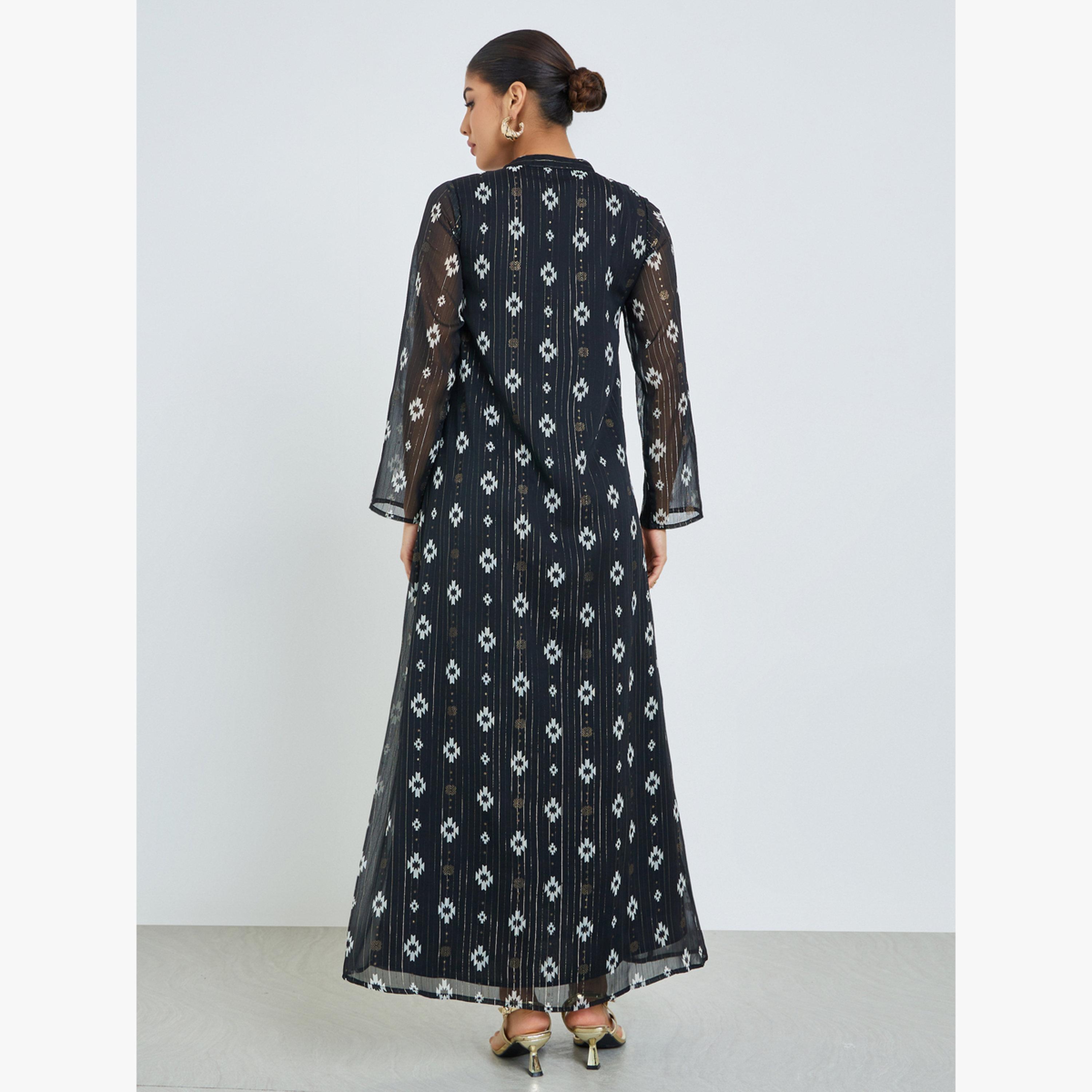 Styli Black Embroidered Kaftan-women-arabicclothing-kaftan-image-4