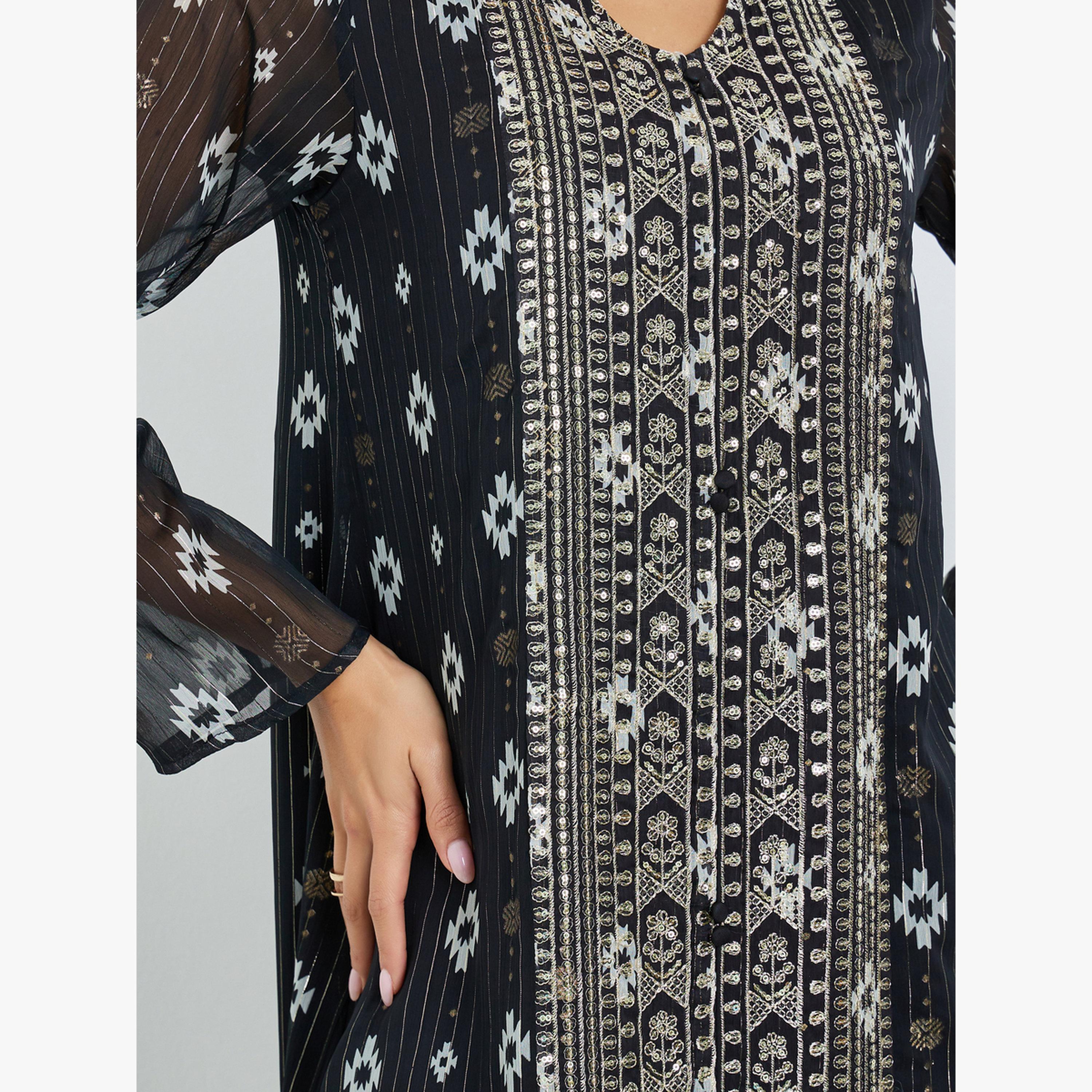 Styli Black Embroidered Kaftan-women-arabicclothing-kaftan-image-5