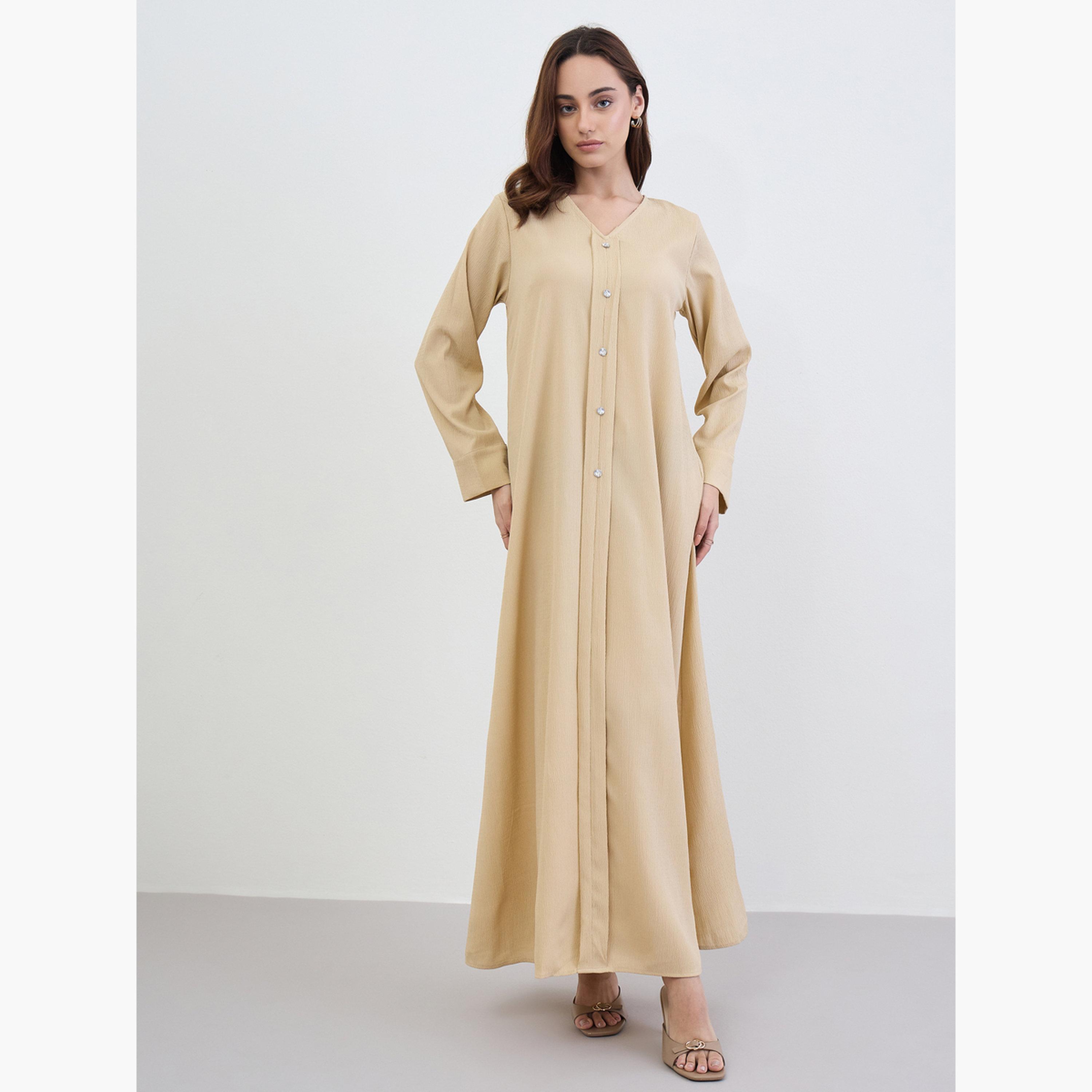 جلابية بأزرار كريستال بقصة واسعة-women-arabicclothing-jalabiyas-image-1