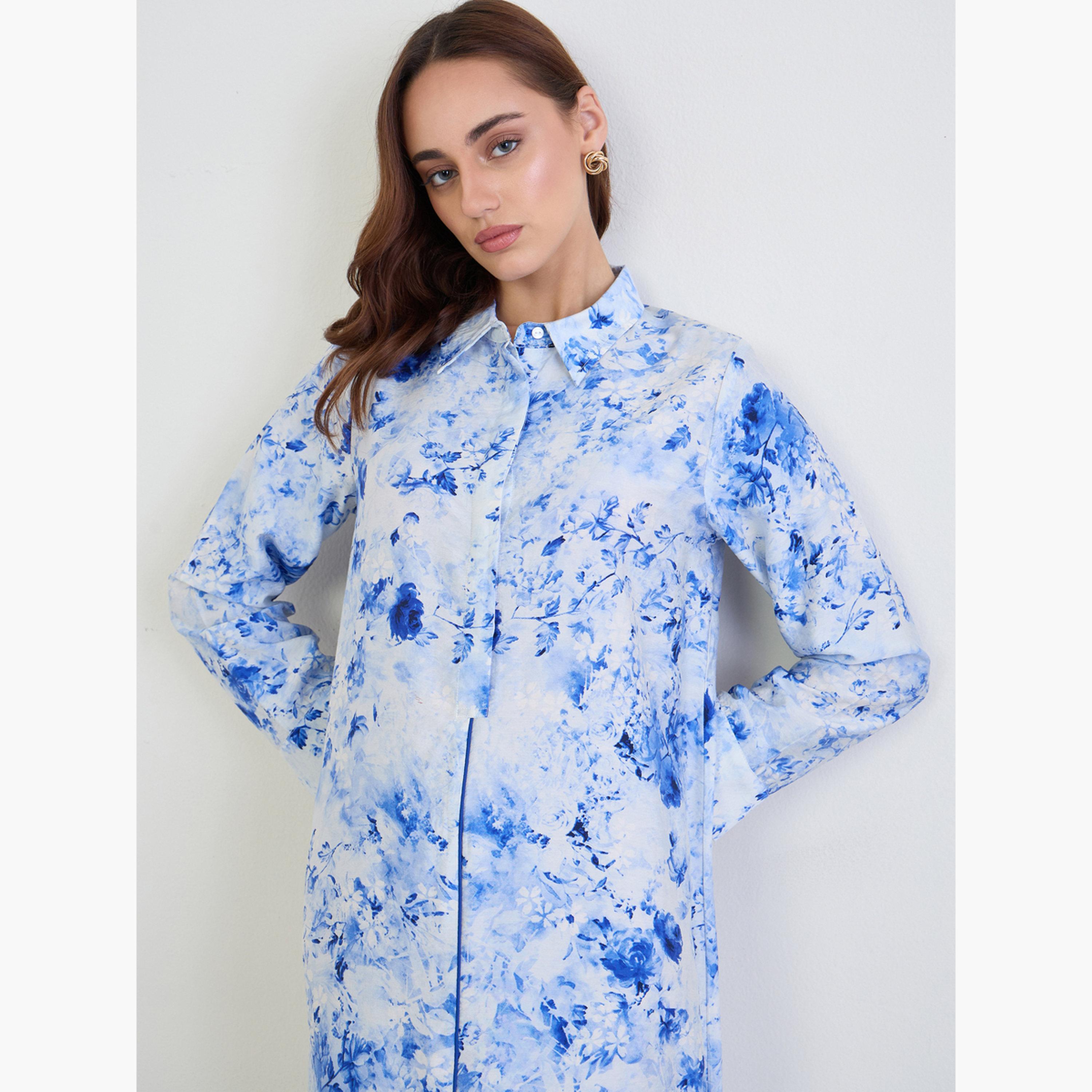 جلابية بياقة وطبعة زهور-women-arabicclothing-jalabiyas-image-4