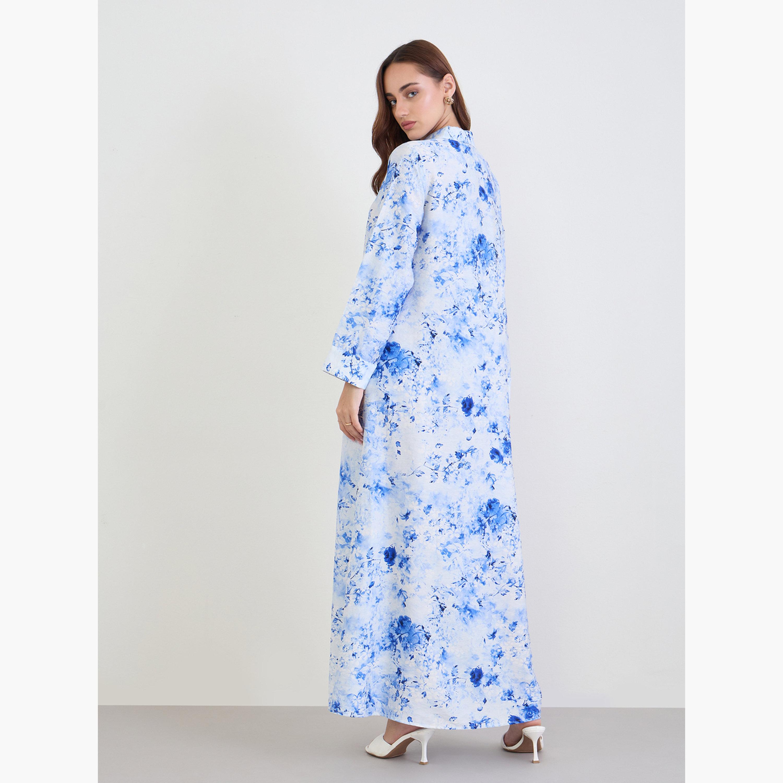 جلابية بياقة وطبعة زهور-women-arabicclothing-jalabiyas-image-5