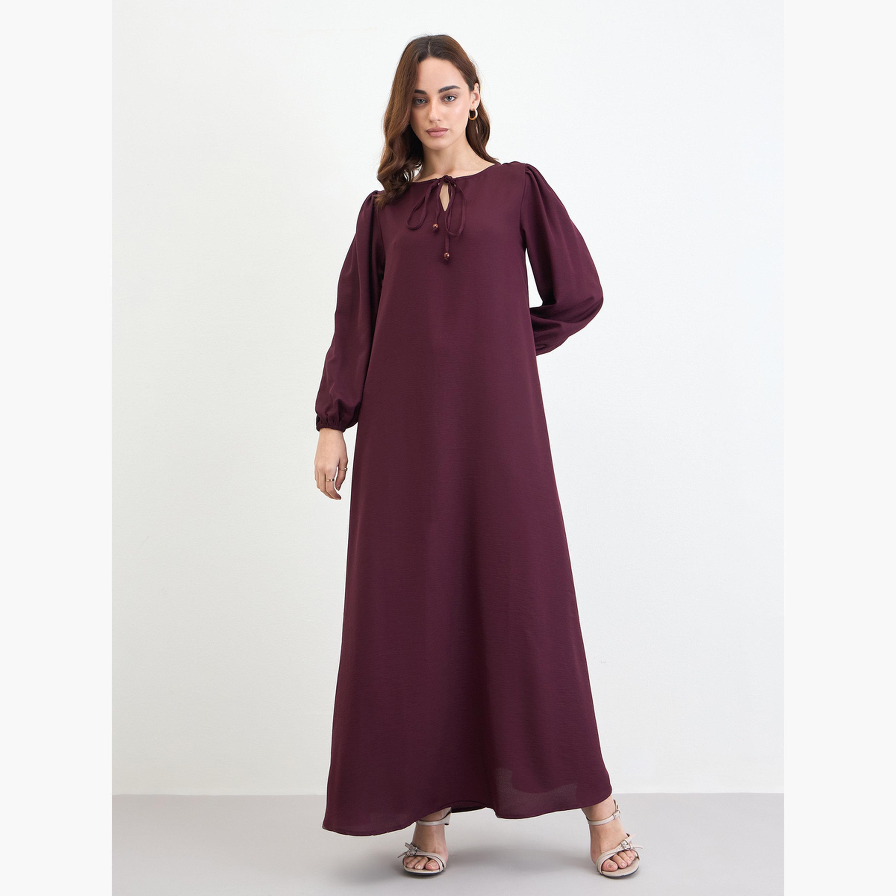 جلابية برباط عنق-women-arabicclothing-jalabiyas-image-1