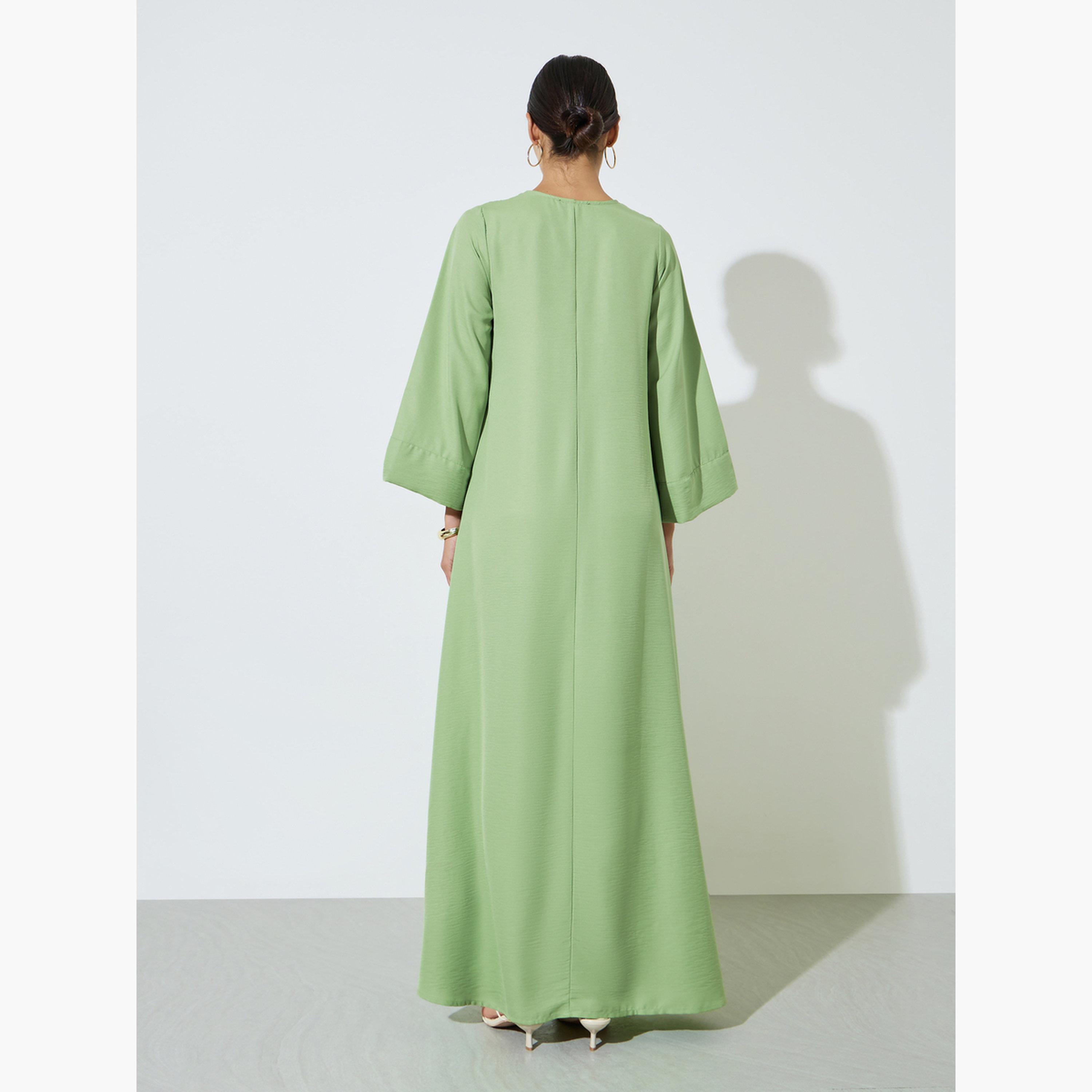جلابية سادة بياقة بفتحة صغيرة-women-arabicclothing-jalabiyas-image-3