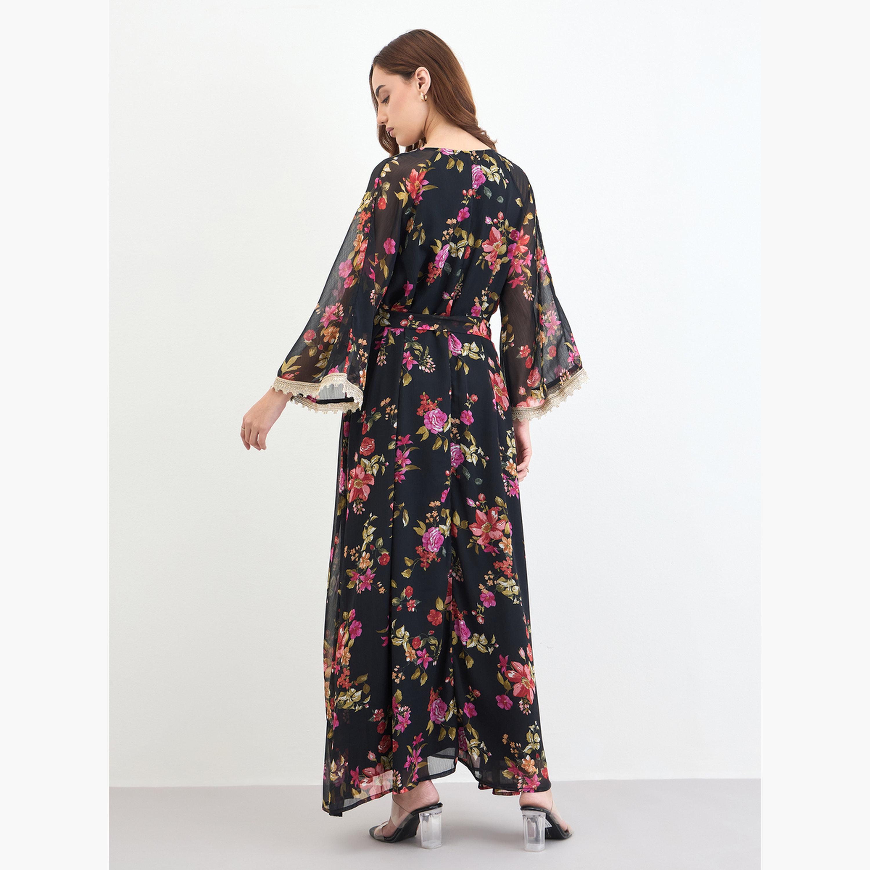 Styli Women Floral Print A-Line Jalabiya-women-arabicclothing-jalabiyas-image-5