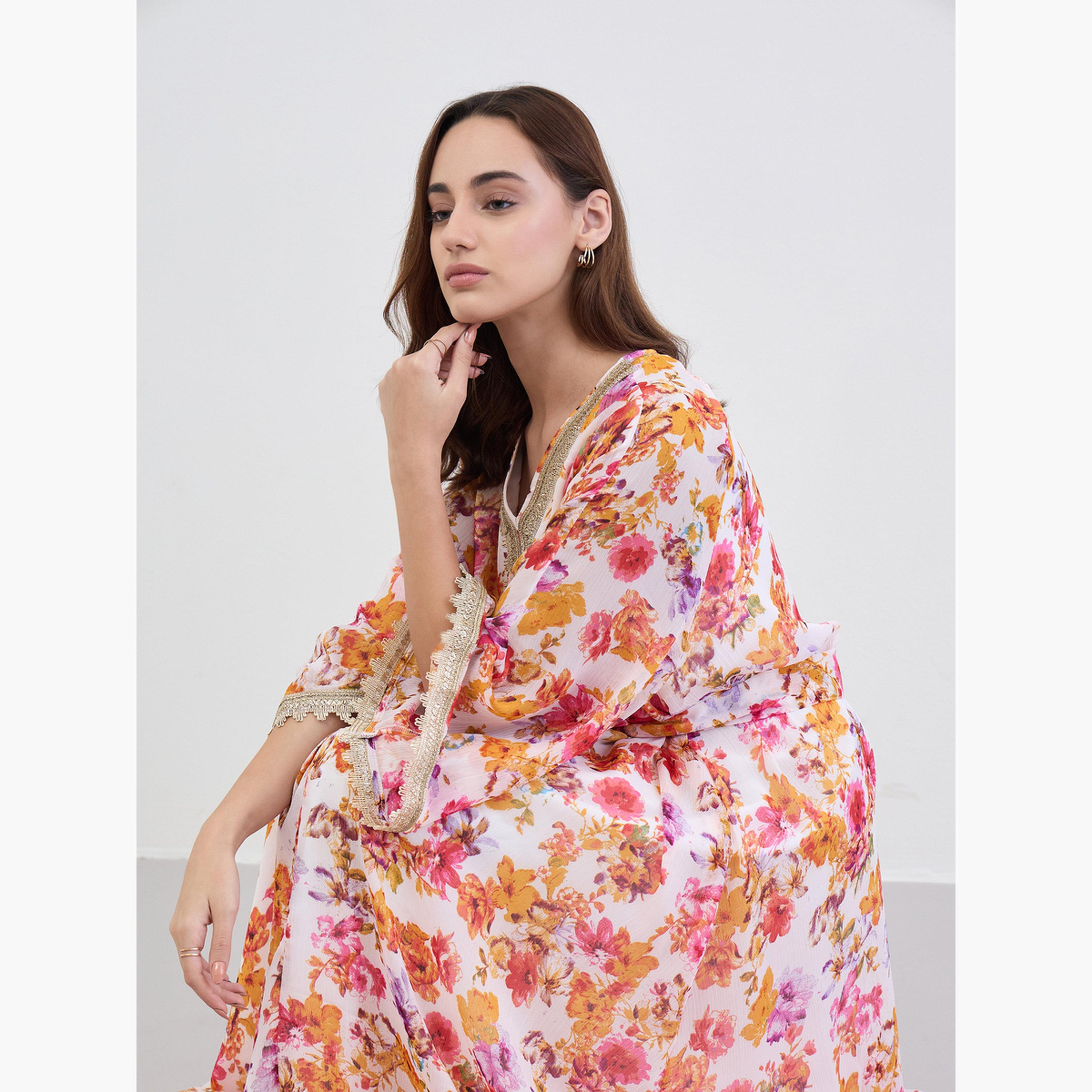 Styli Women Floral Print A-Line Jalabiya-women-arabicclothing-jalabiyas-image-3