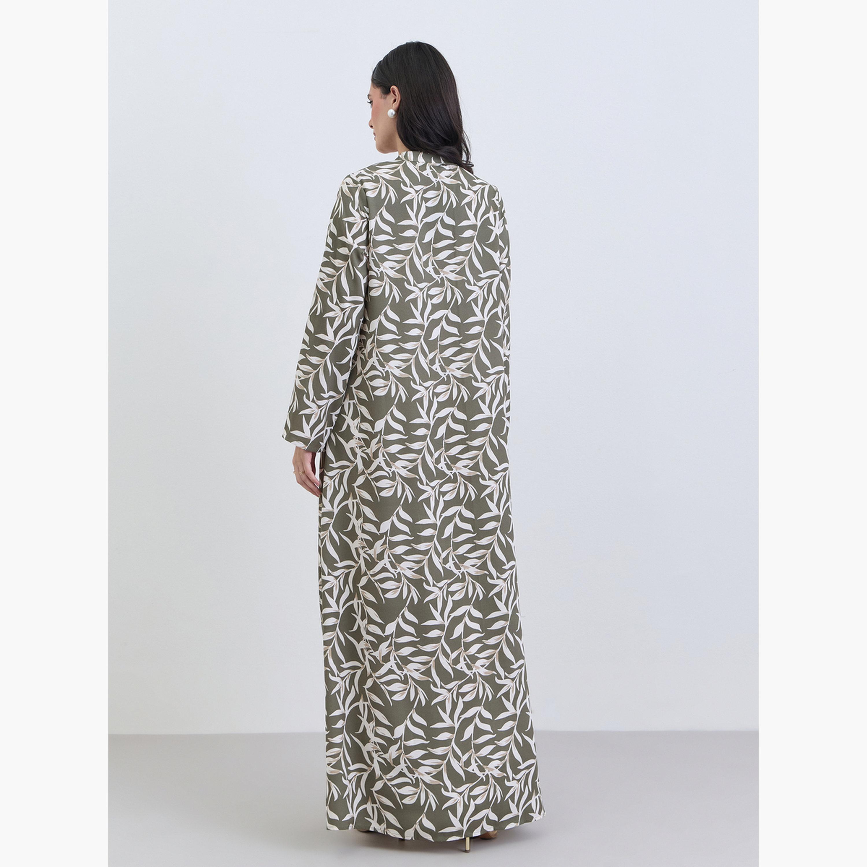 عباية بطبعة أوراق شجر بقصة واسعة-women-arabicclothing-abayas-image-5