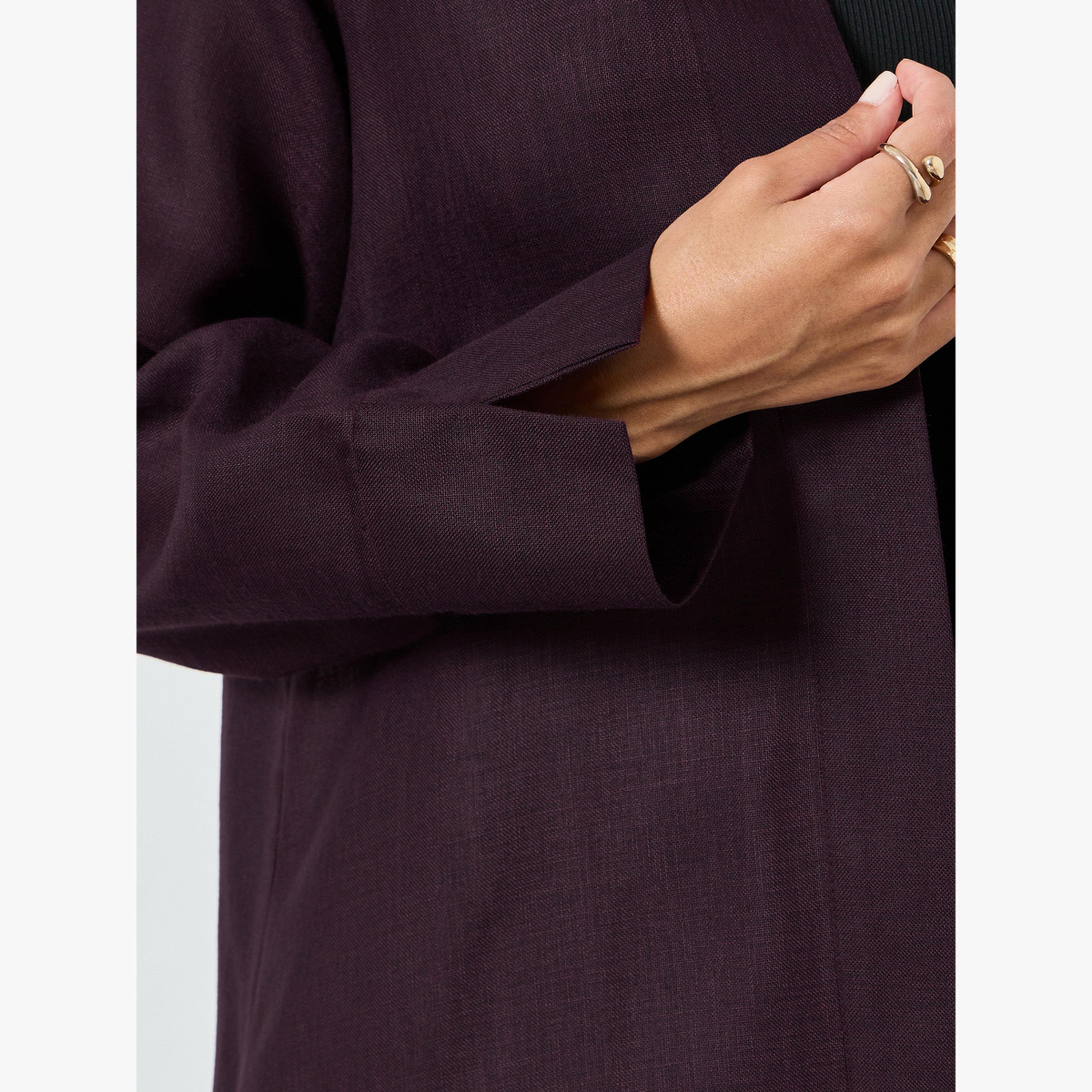 Styli Purple Linen Look Front Open Abaya-women-arabicclothing-abayas-image-5