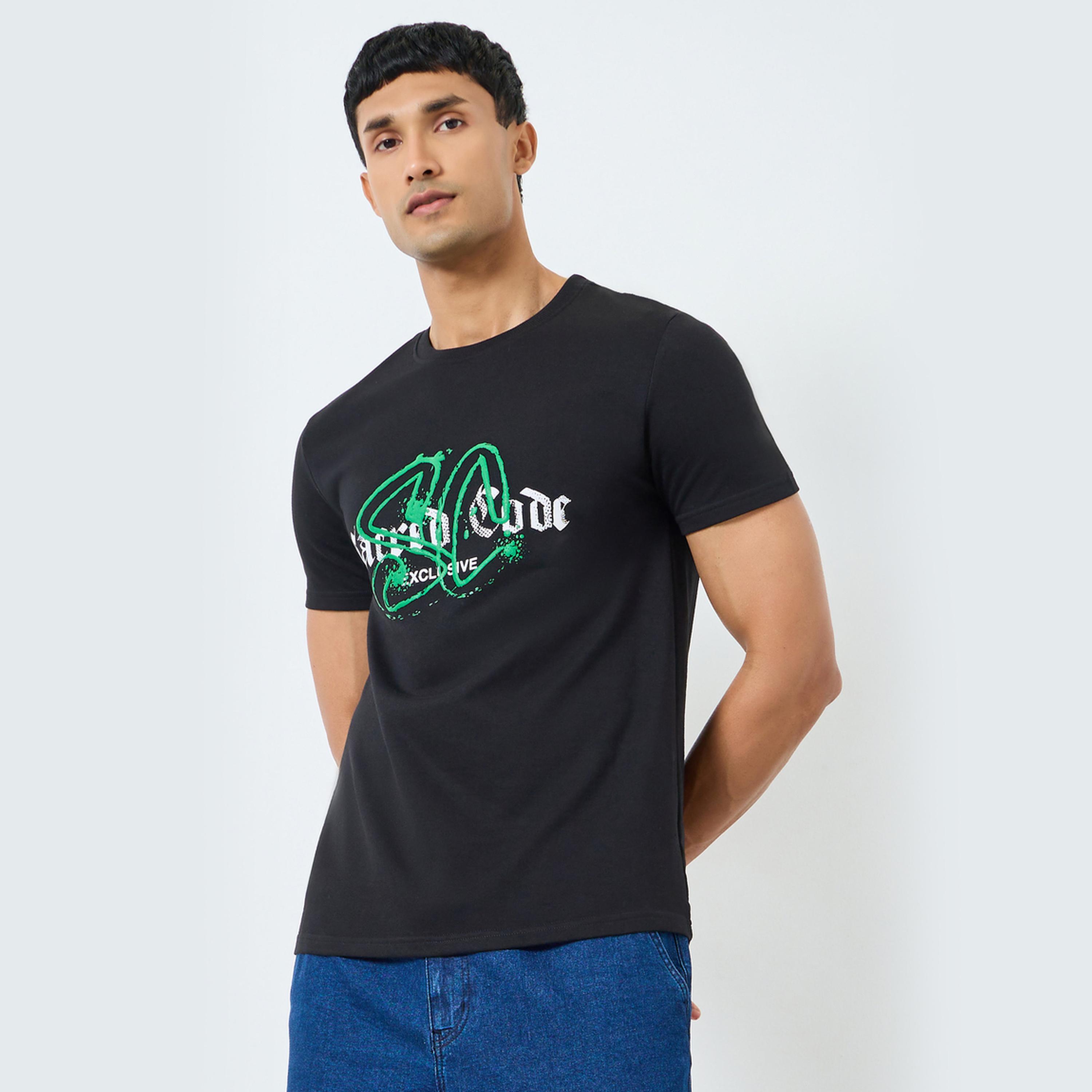تيشيرت بياقة دائرية وطبعة جرافيك-men-clothing-tshirtsandpolos-tshirts-image-1
