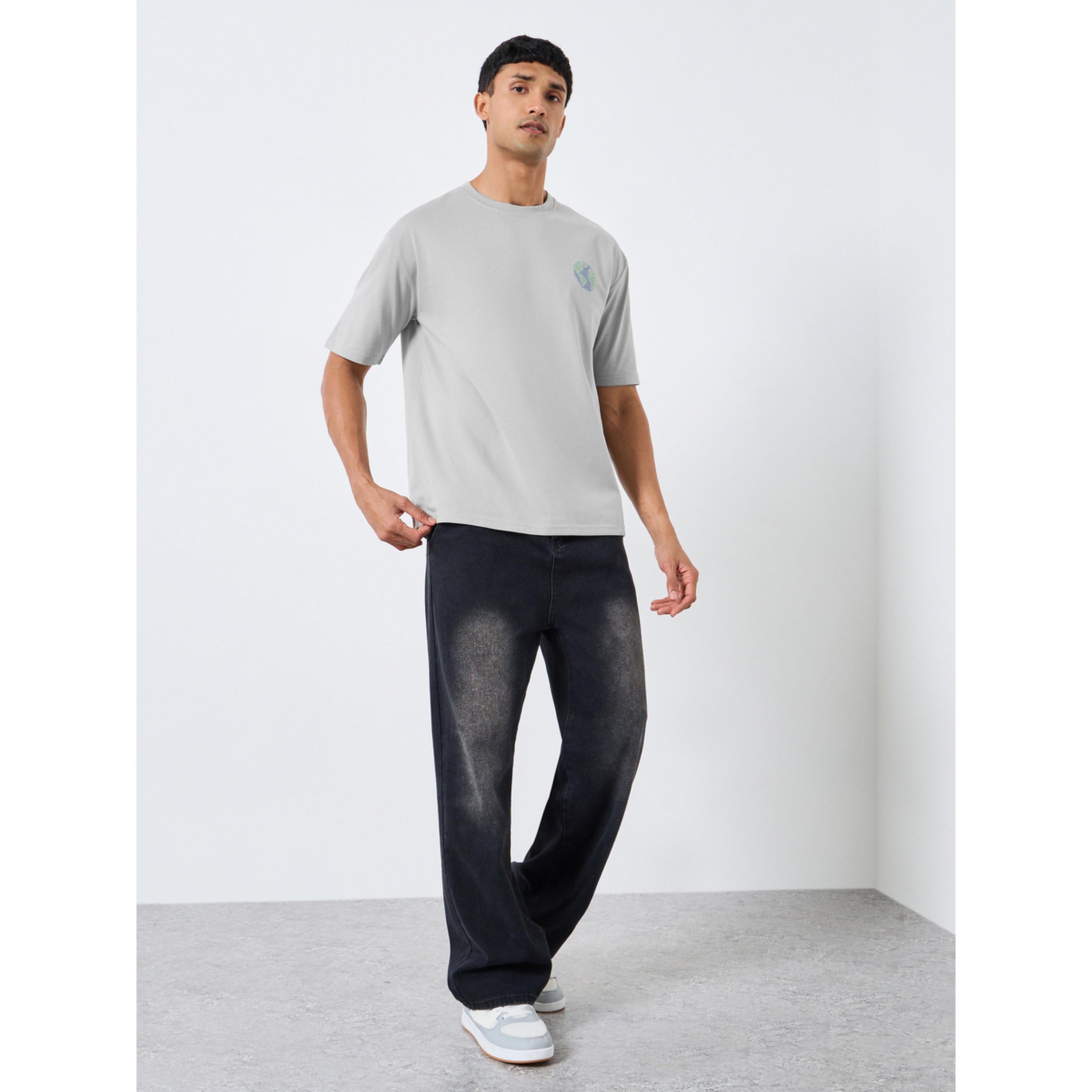 Styli Men Grey Graphic Print Oversized T-Shirt-men-clothing-tshirtsandpolos-tshirts-image-2