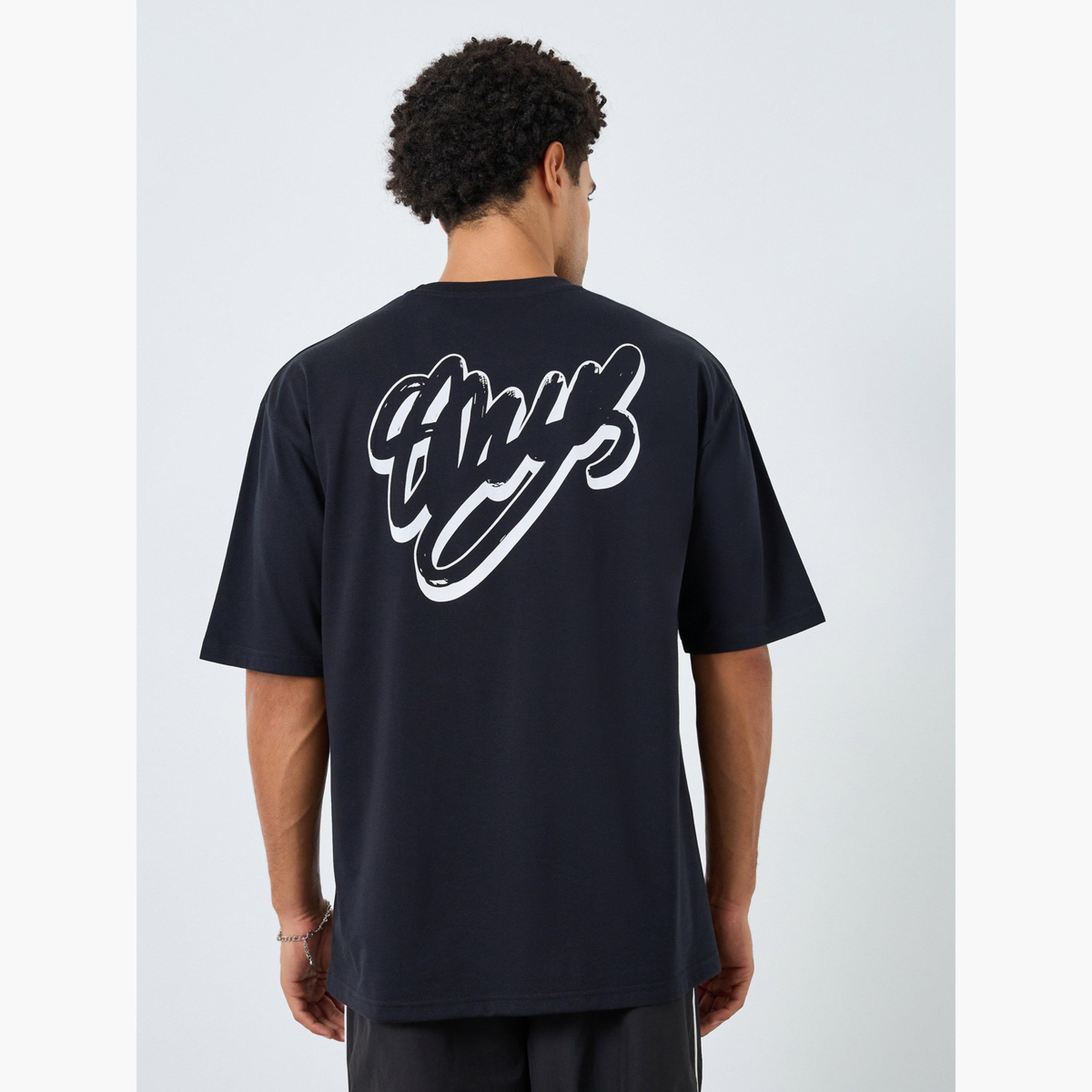 Styli Men Black Graphic Print Oversized T-Shirt-men-clothing-tshirtsandpolos-tshirts-image-5