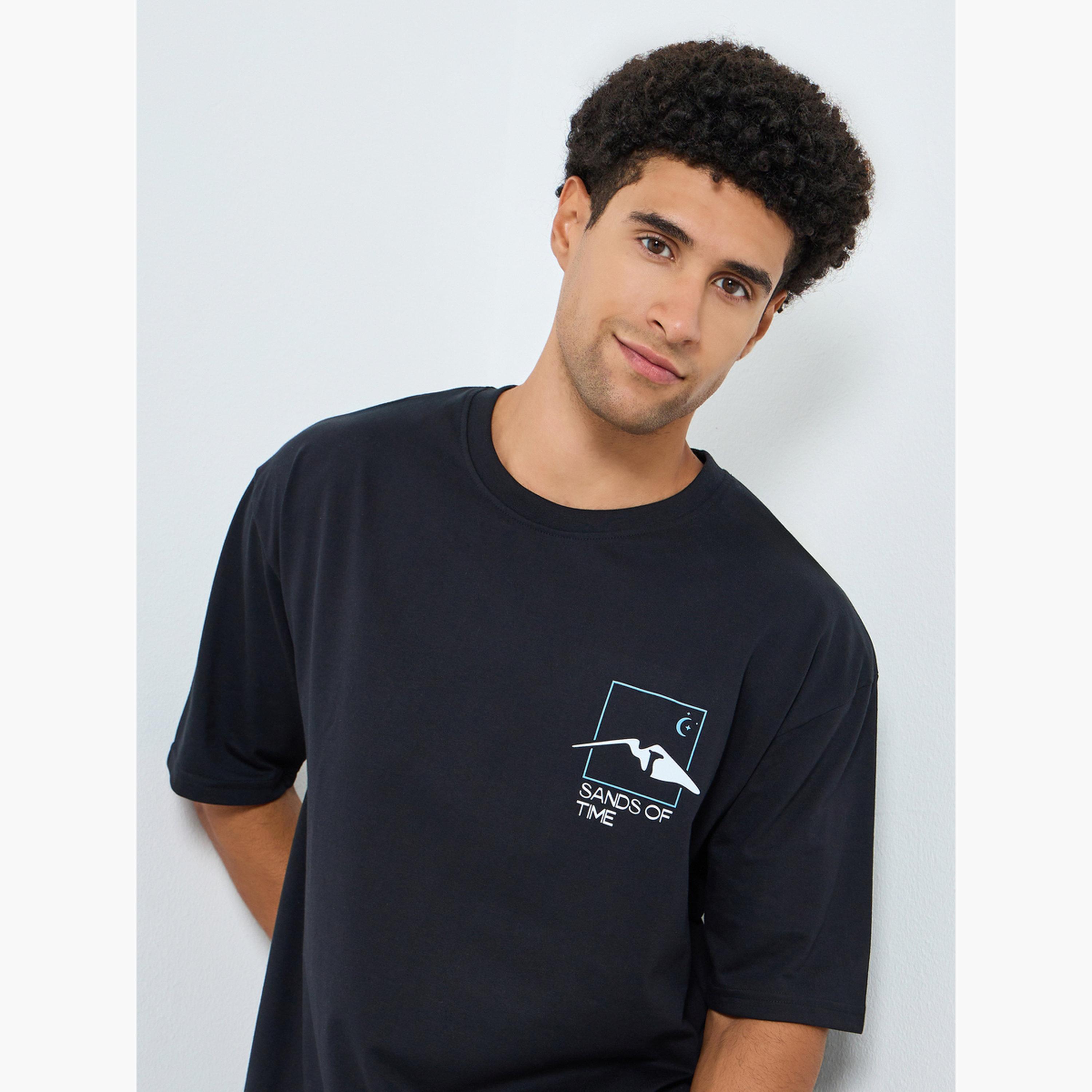 Styli Men Black Graphic Print Oversized T-Shirt-men-clothing-tshirtsandpolos-tshirts-image-3