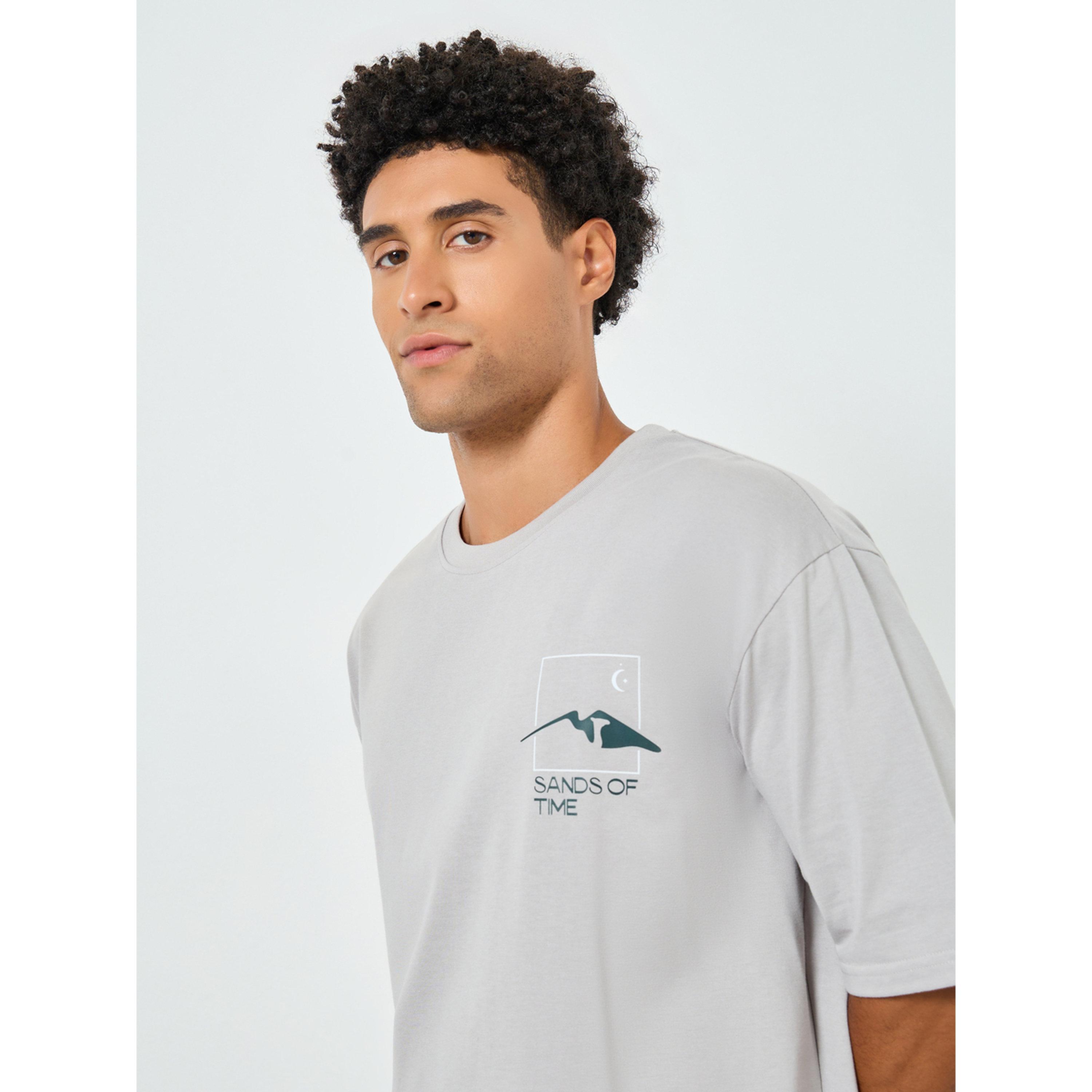Styli Men Grey Graphic Print Oversize Fit T-Shirt-men-clothing-tshirtsandpolos-tshirts-image-3