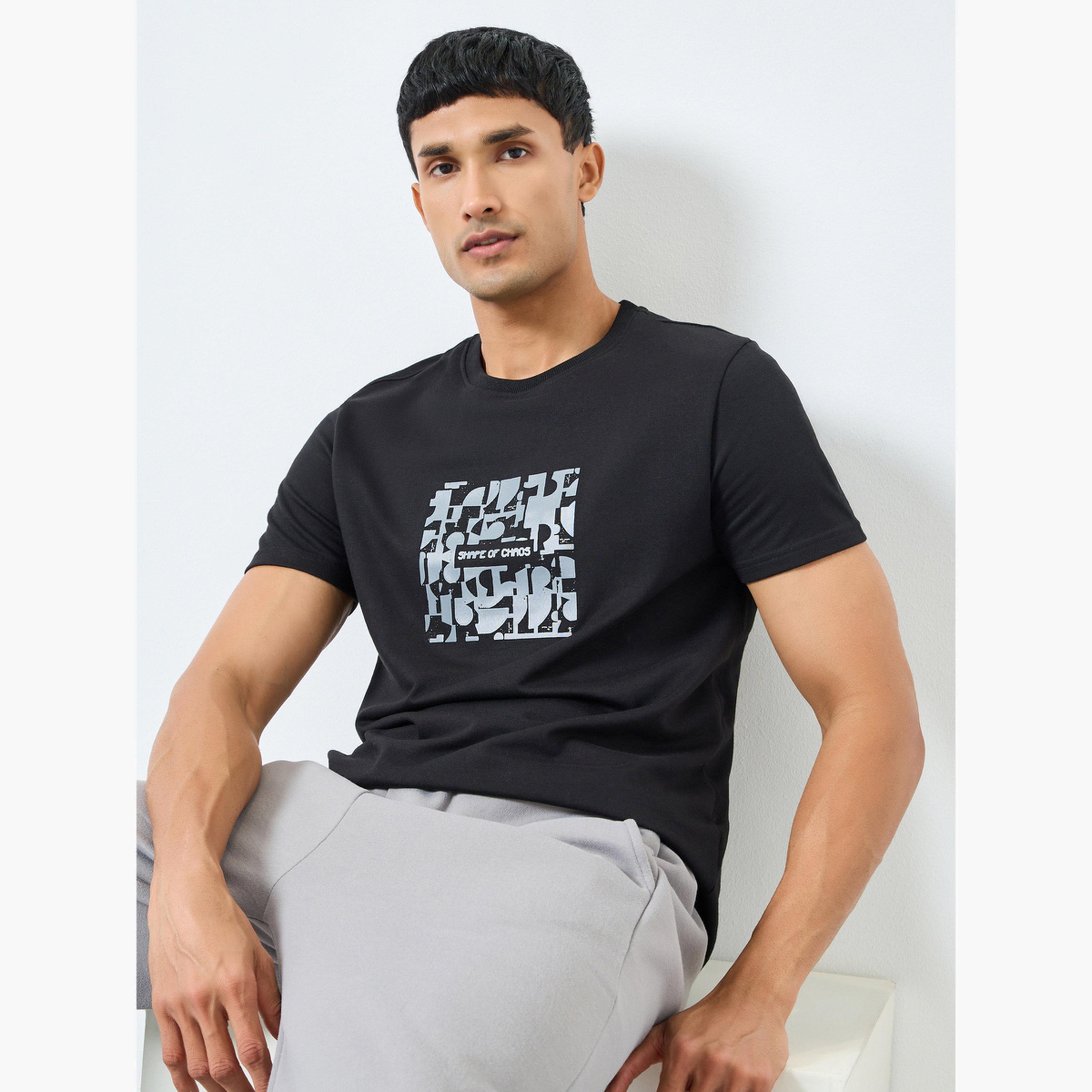 Styli Men Black Graphic Print Regular Fit T-Shirt-men-clothing-tshirtsandpolos-tshirts-image-3