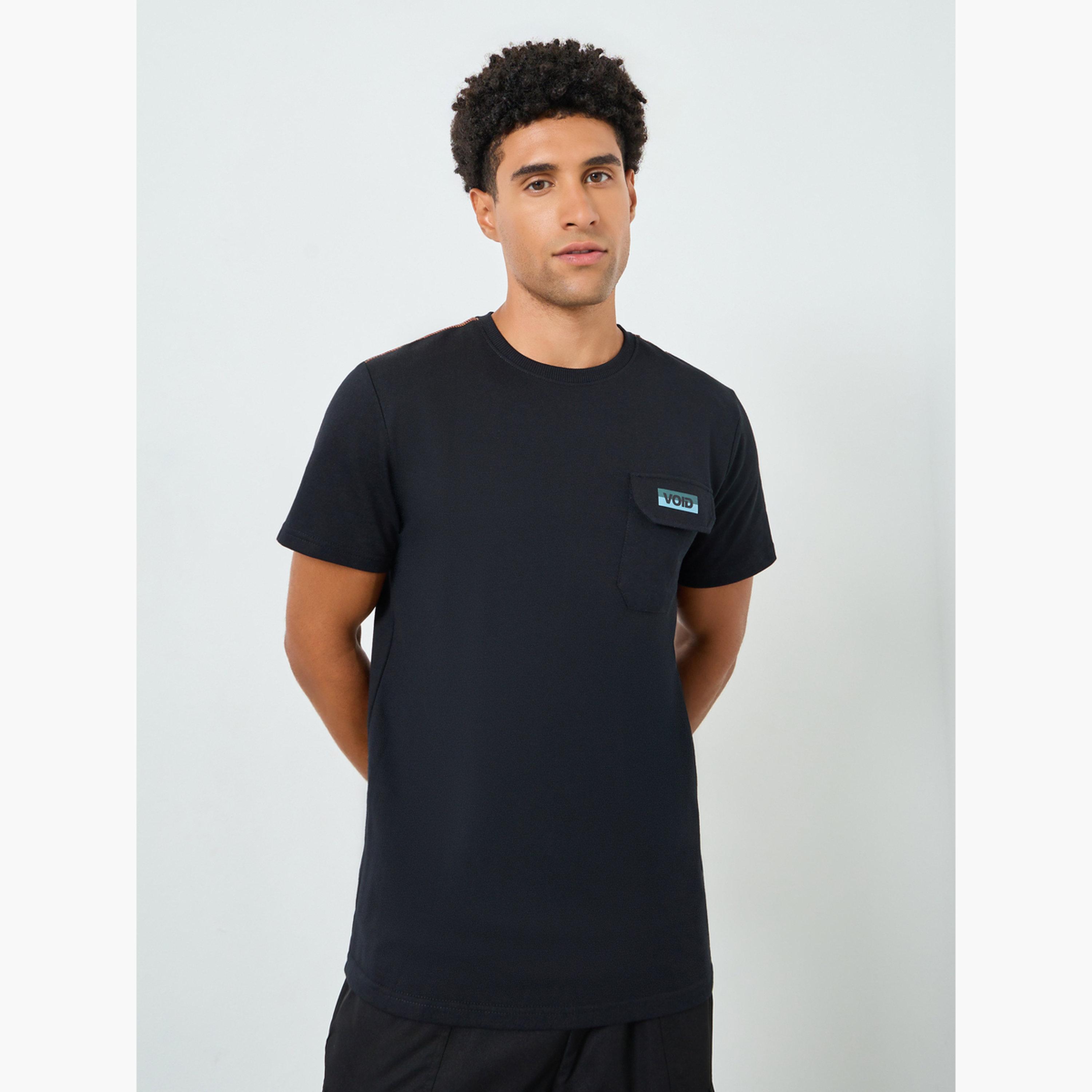 Styli Men Black Pocket T-Shirt with Contrast Stitch Detail-men-clothing-tshirtsandpolos-polos-image-1