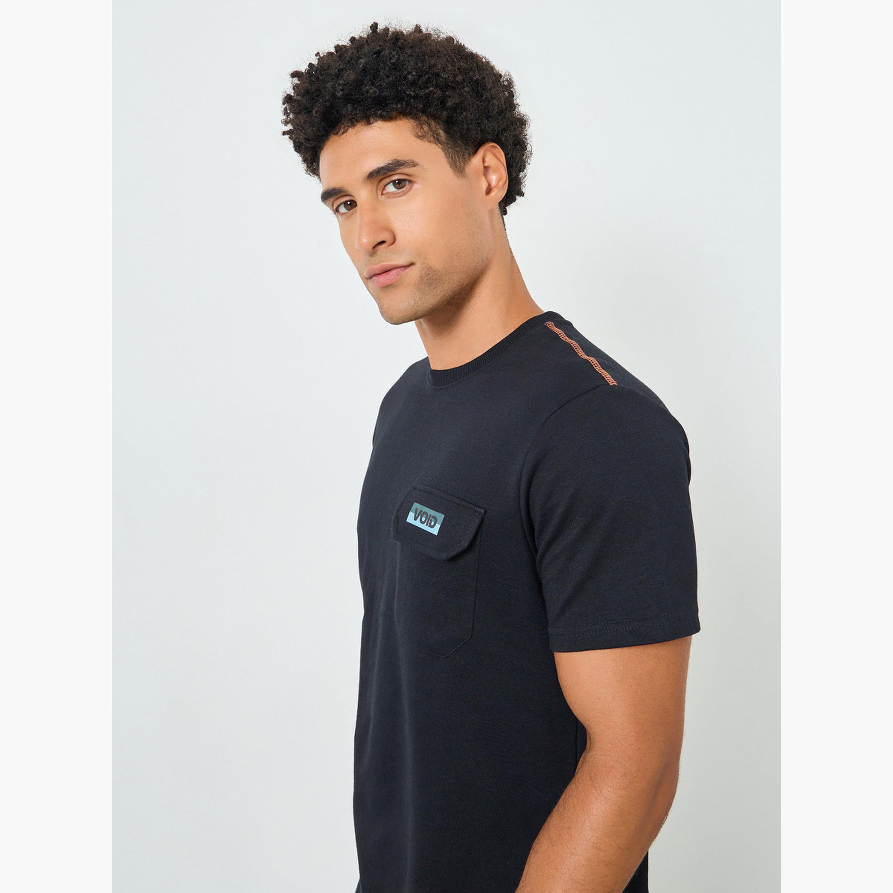 Styli Men Black Pocket T-Shirt with Contrast Stitch Detail-men-clothing-tshirtsandpolos-polos-image-3