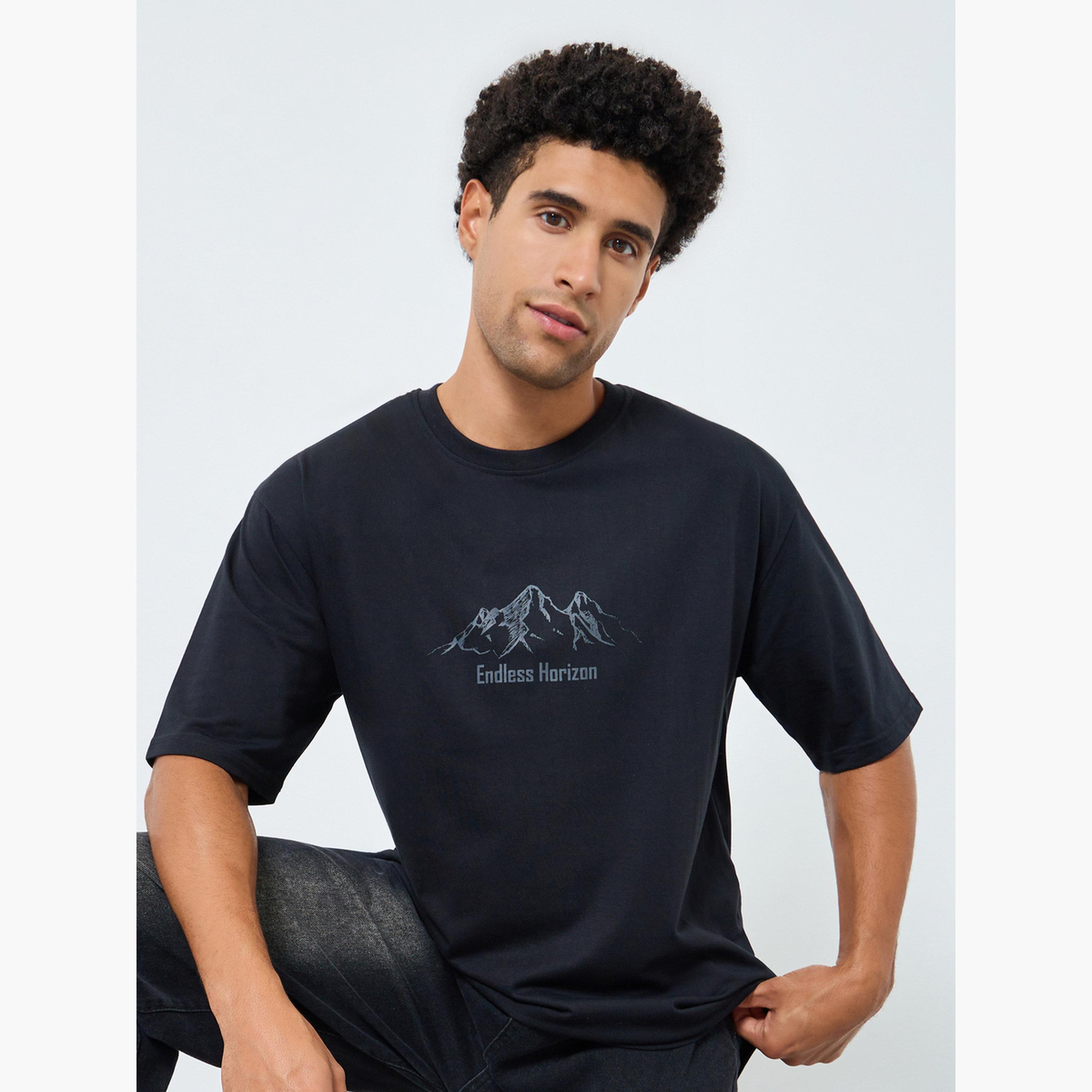 Styli Men Black Graphic Print Oversized T-Shirt-men-clothing-tshirtsandpolos-tshirts-image-3