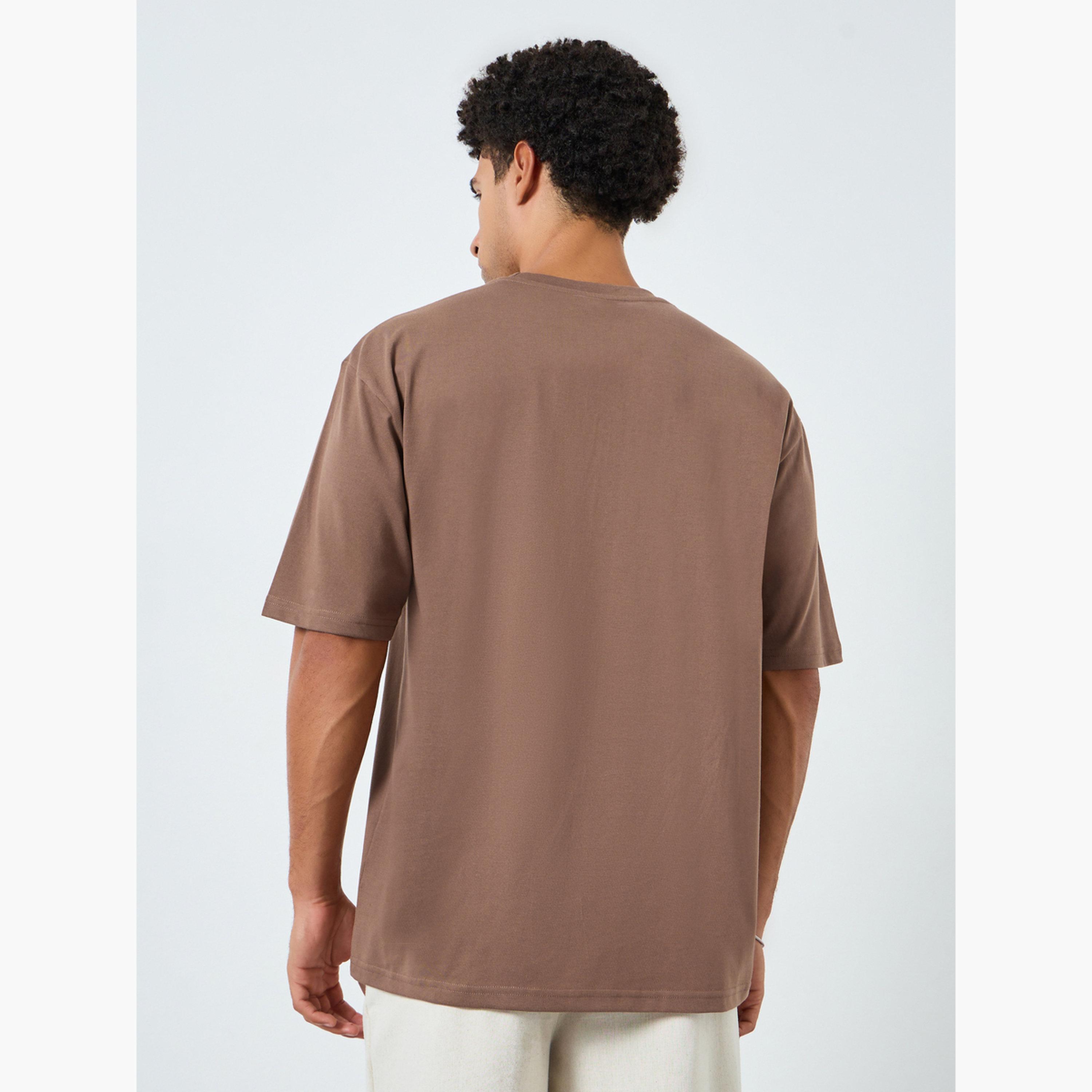 Styli Men Brown Graphic Print Crew Neck T-Shirt-men-clothing-tshirtsandpolos-tshirts-image-5
