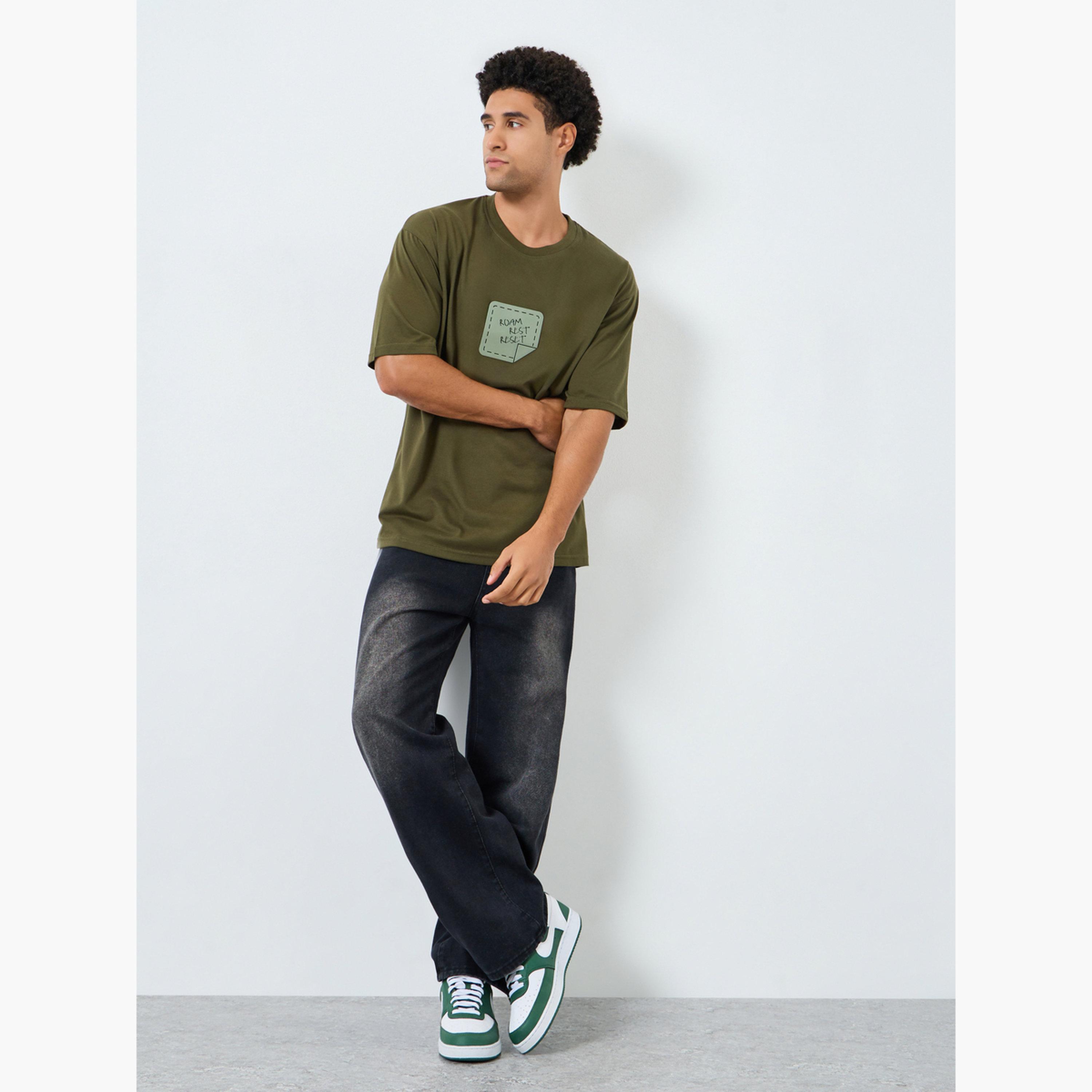 Styli Men Olive Graphic Print Oversized T-Shirt-men-clothing-tshirtsandpolos-tshirts-image-2