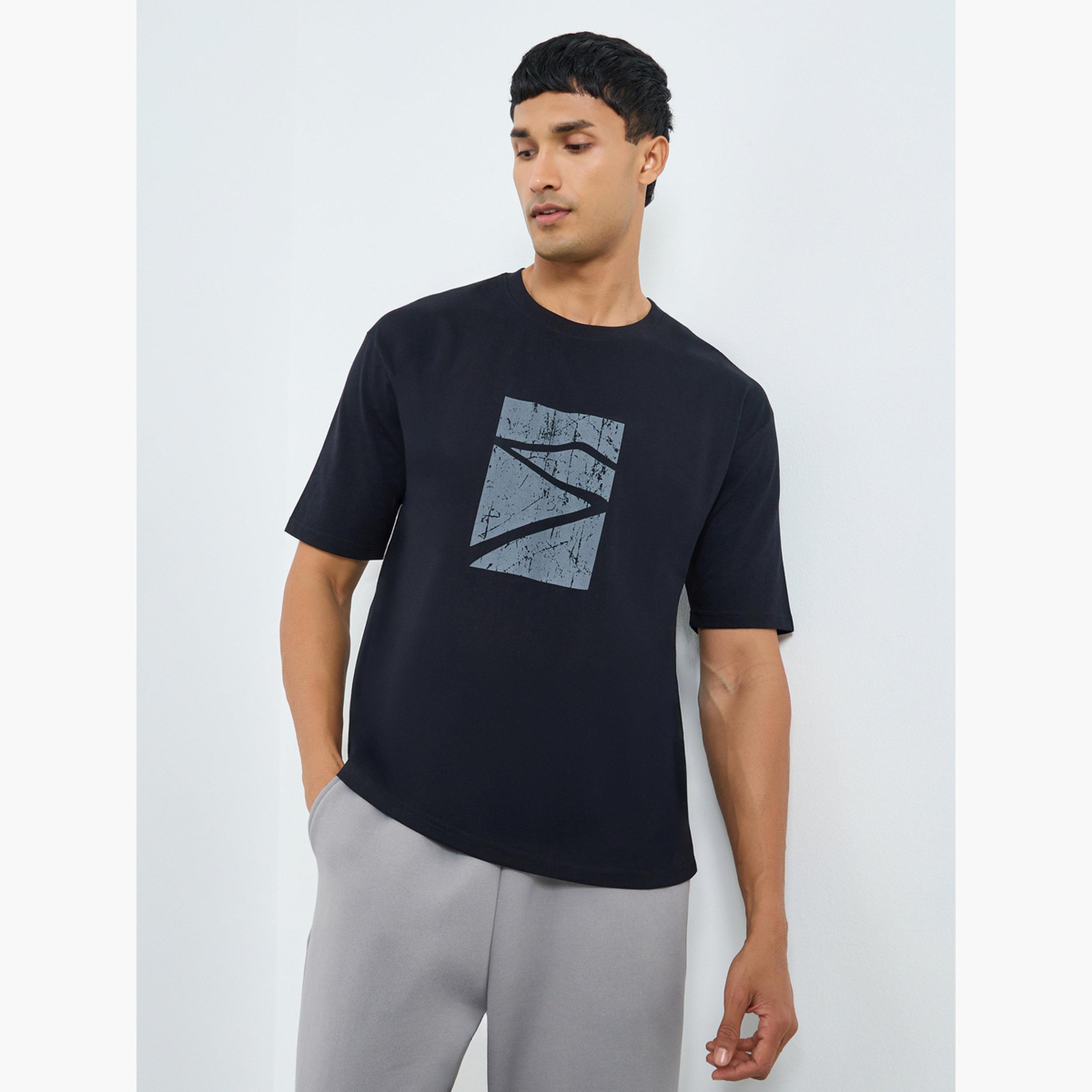 Styli Men Black Graphic Print Oversized T-Shirt-men-clothing-tshirtsandpolos-tshirts-image-1