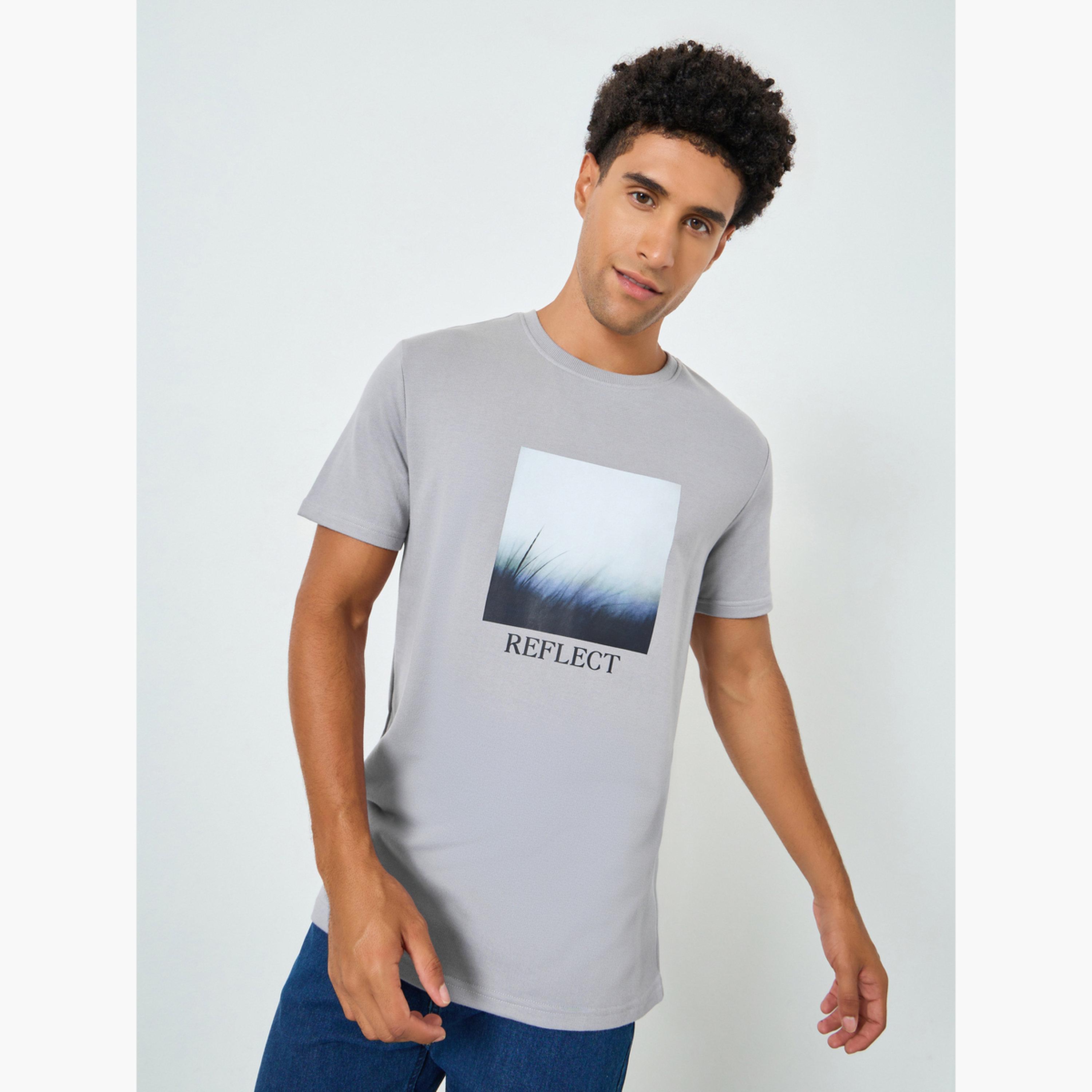 Styli Men Grey Graphic Print Regular Fit T-Shirt-men-clothing-tshirtsandpolos-polos-image-1