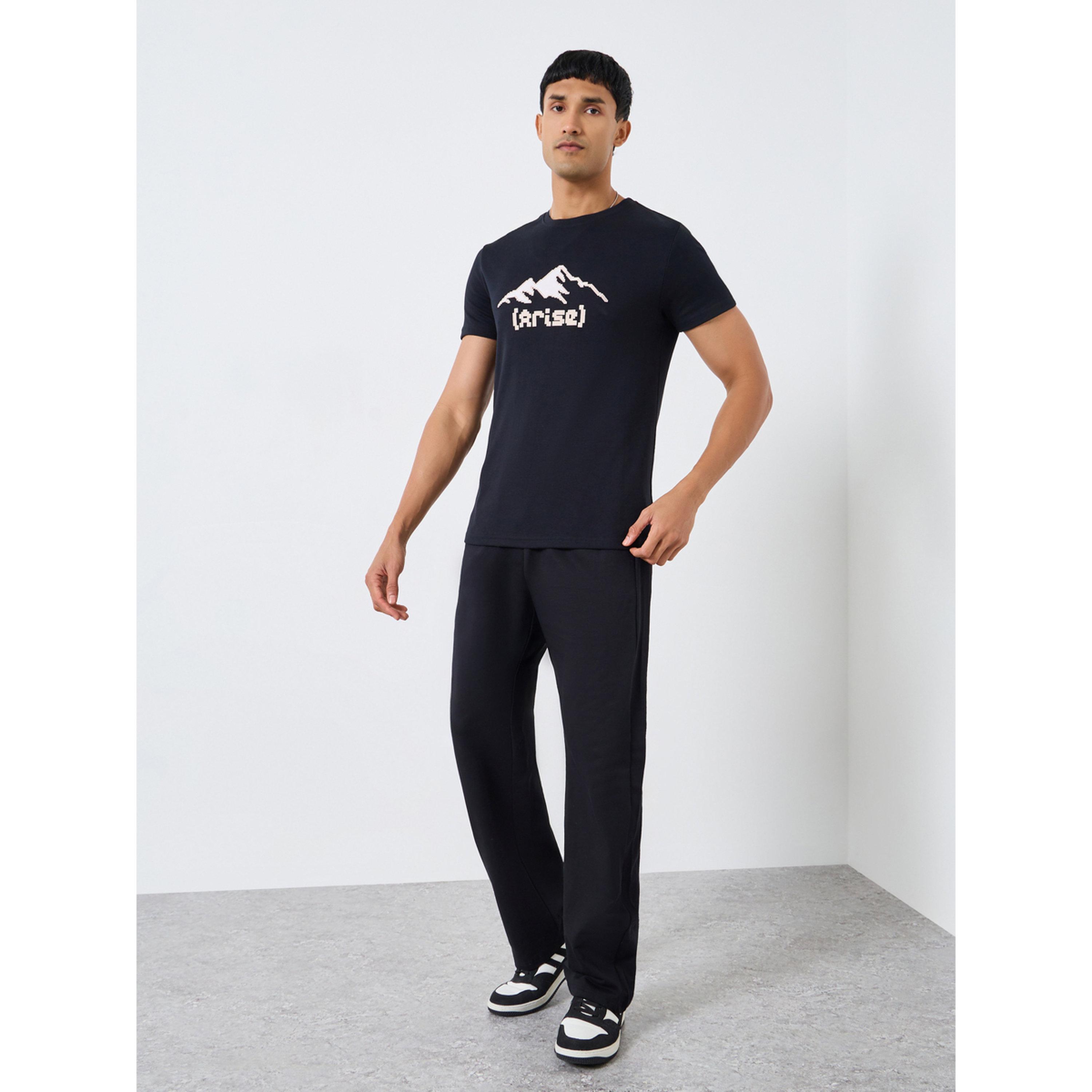 Styli Men Black Graphic Print Crew Neck T-Shirt-men-clothing-tshirtsandpolos-tshirts-image-2