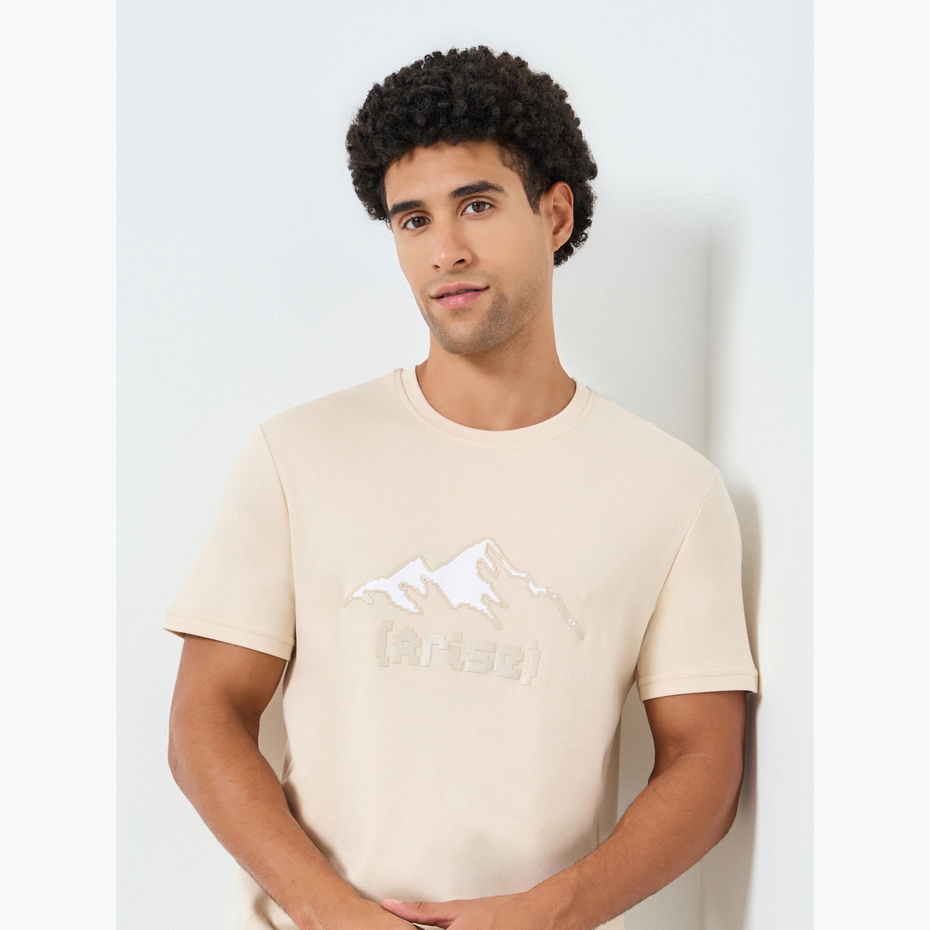 Styli Men Beige Graphic Print Crew Neck T-Shirt-men-clothing-tshirtsandpolos-tshirts-image-3