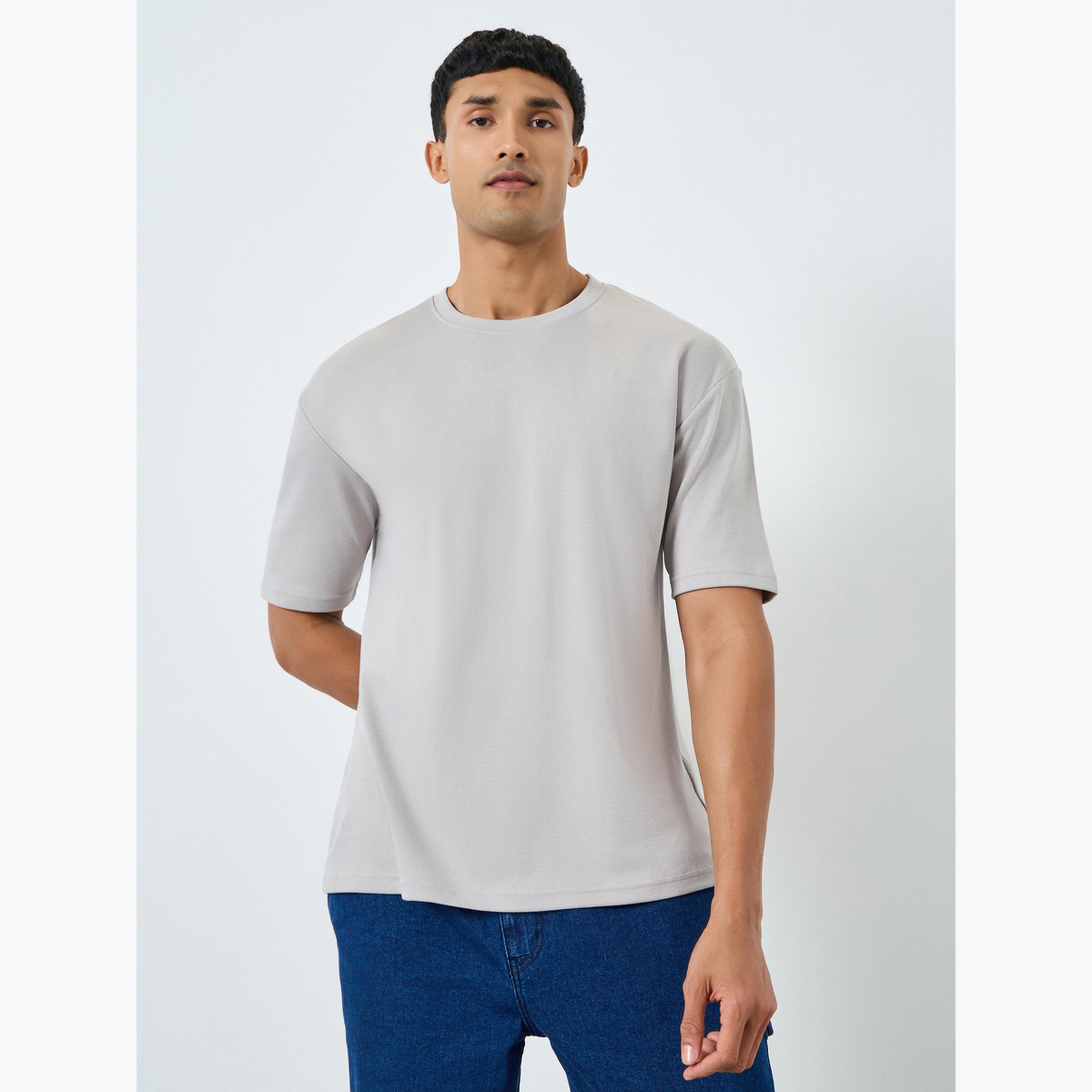 Styli Men Grey Graphic Print Oversized Crew Neck T-Shirt-men-clothing-tshirtsandpolos-tshirts-image-1