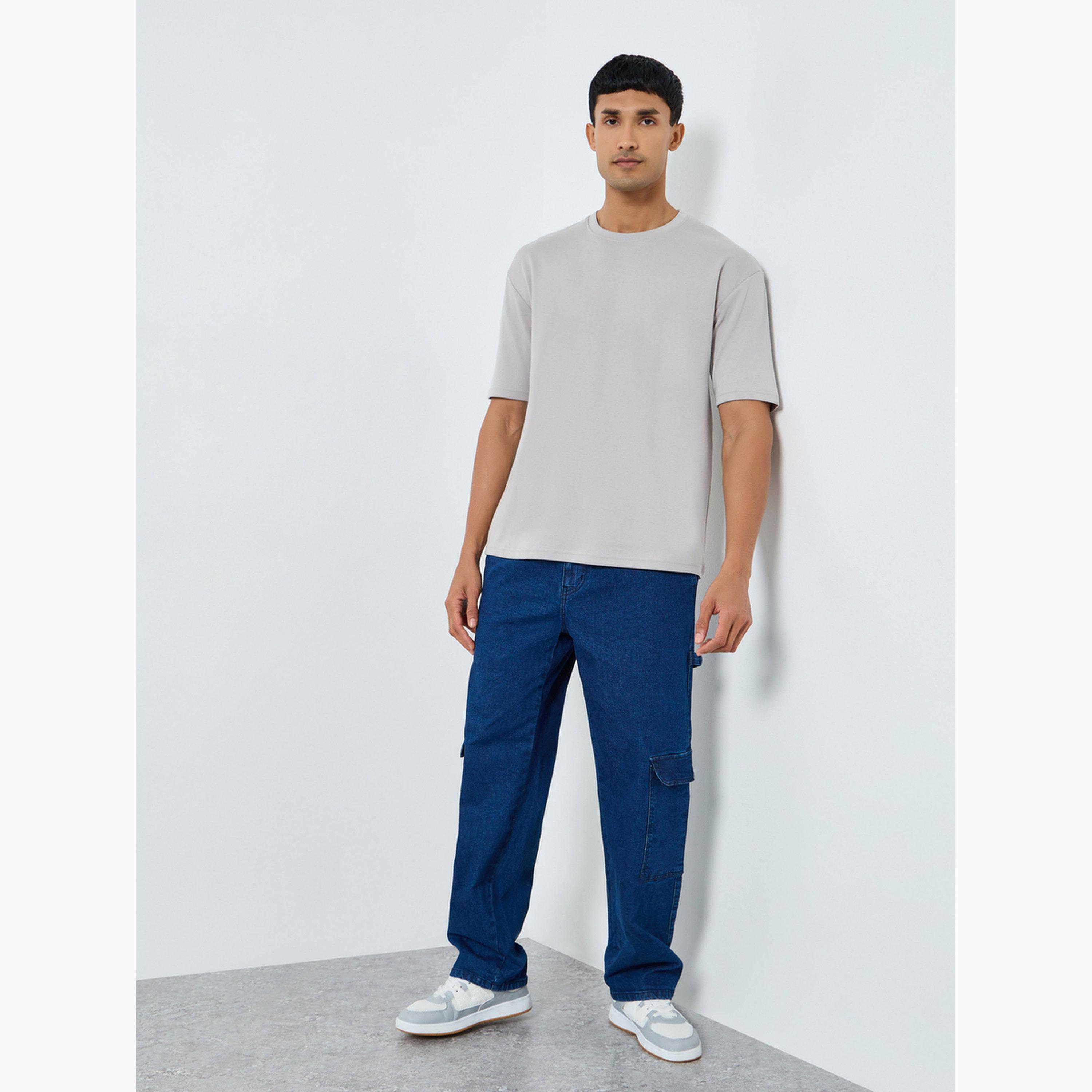 Styli Men Grey Graphic Print Oversized Crew Neck T-Shirt-men-clothing-tshirtsandpolos-tshirts-image-2