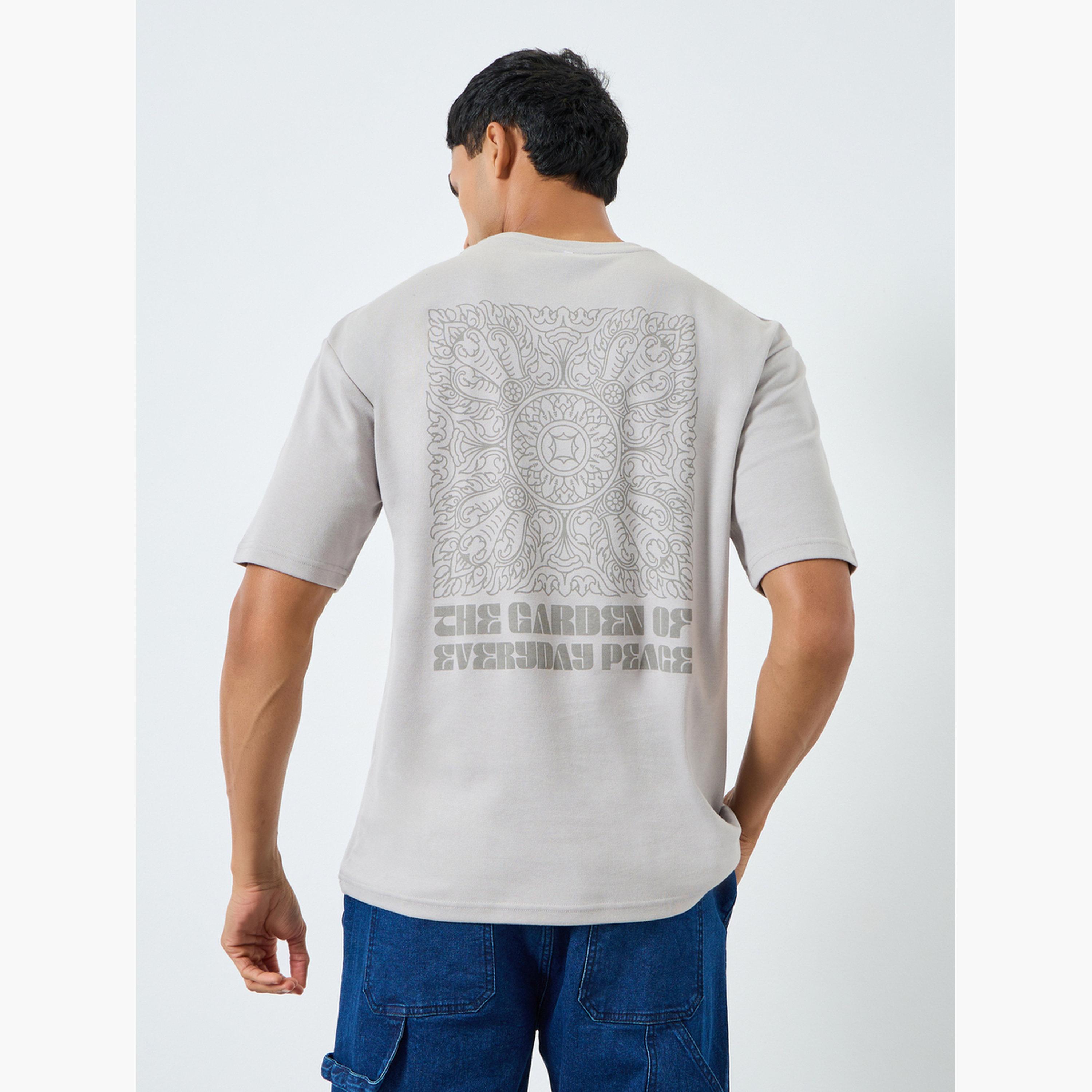 Styli Men Grey Graphic Print Oversized Crew Neck T-Shirt-men-clothing-tshirtsandpolos-tshirts-image-3