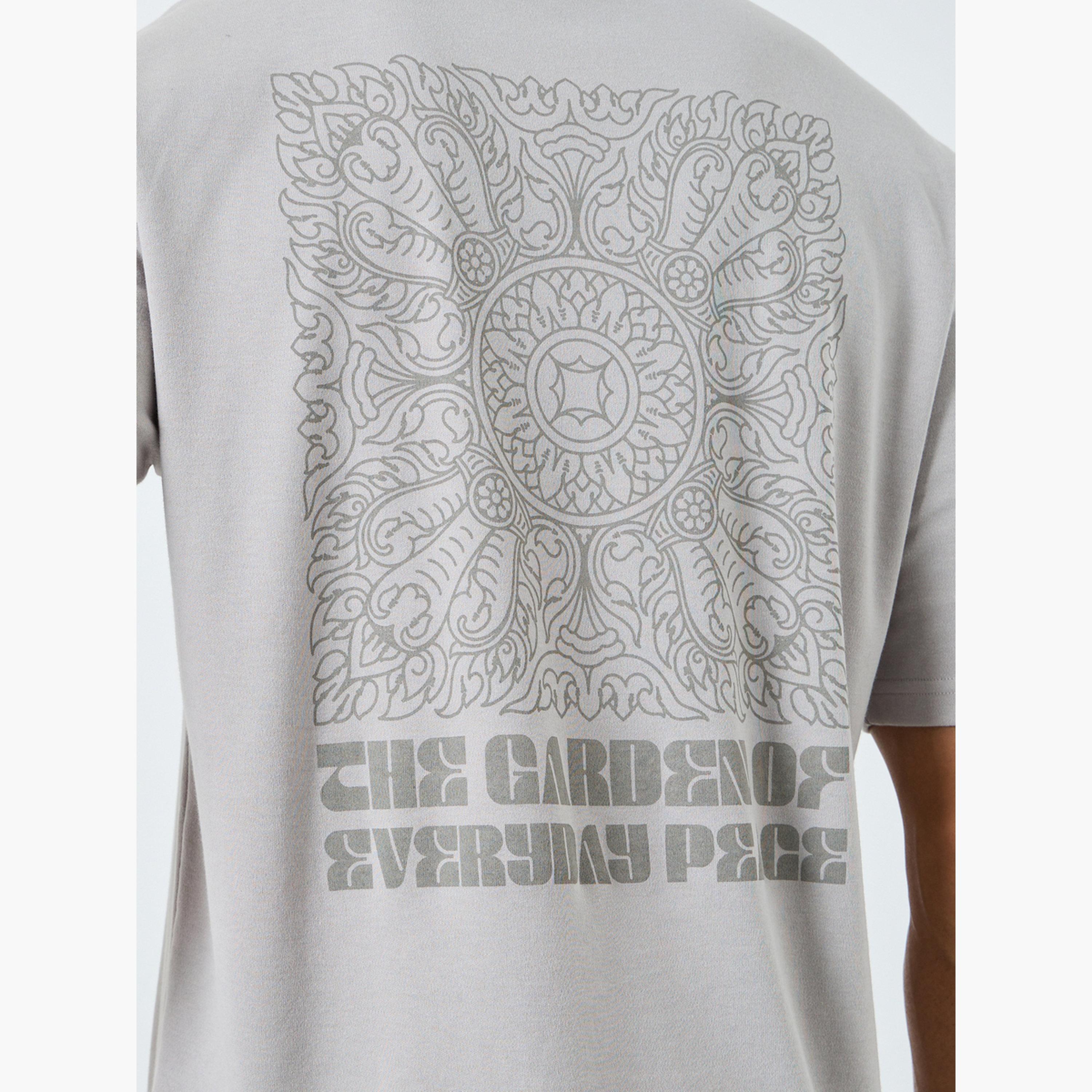 Styli Men Grey Graphic Print Oversized Crew Neck T-Shirt-men-clothing-tshirtsandpolos-tshirts-image-4
