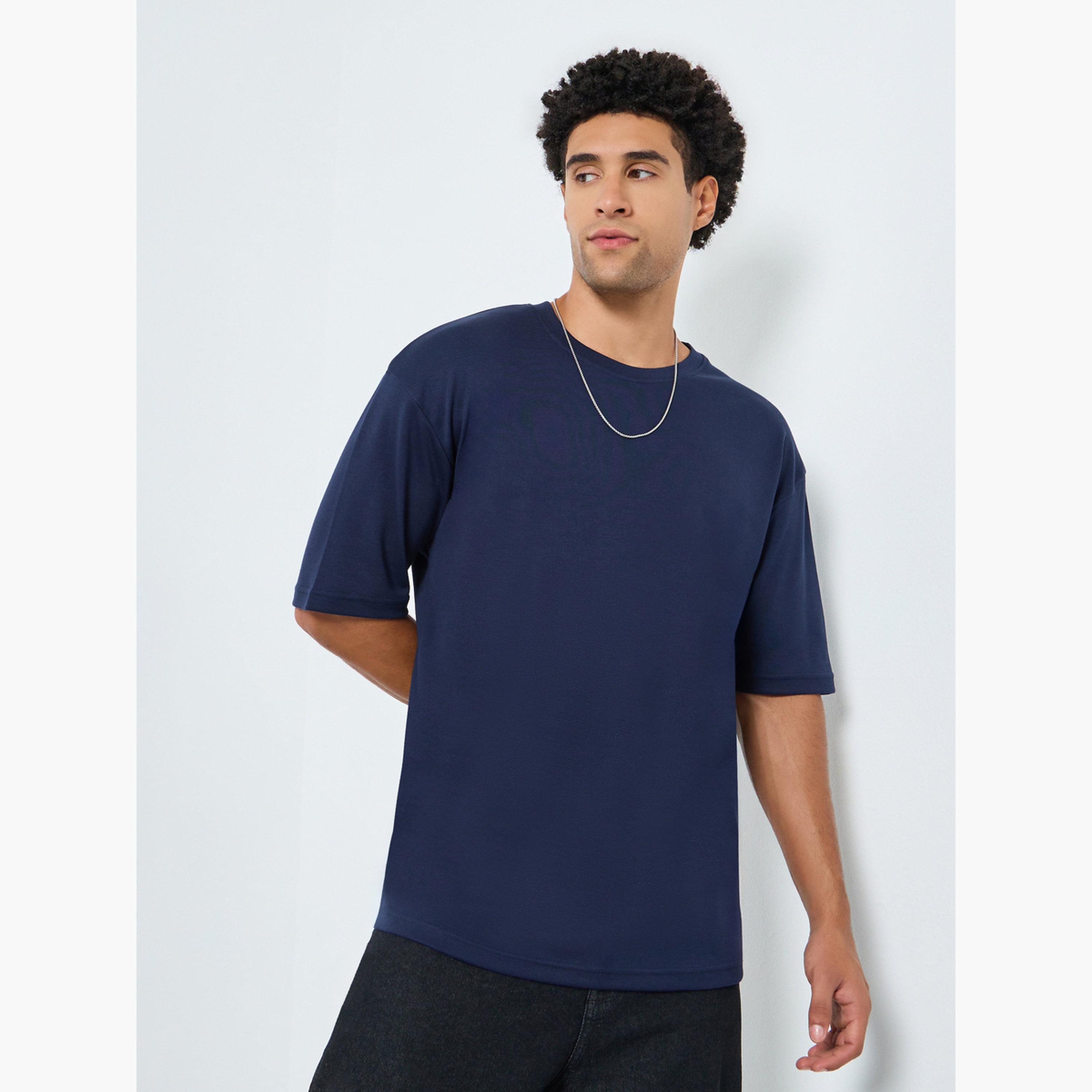 Styli Men Navy Graphic Print Oversized T-Shirt-men-clothing-tshirtsandpolos-tshirts-image-1
