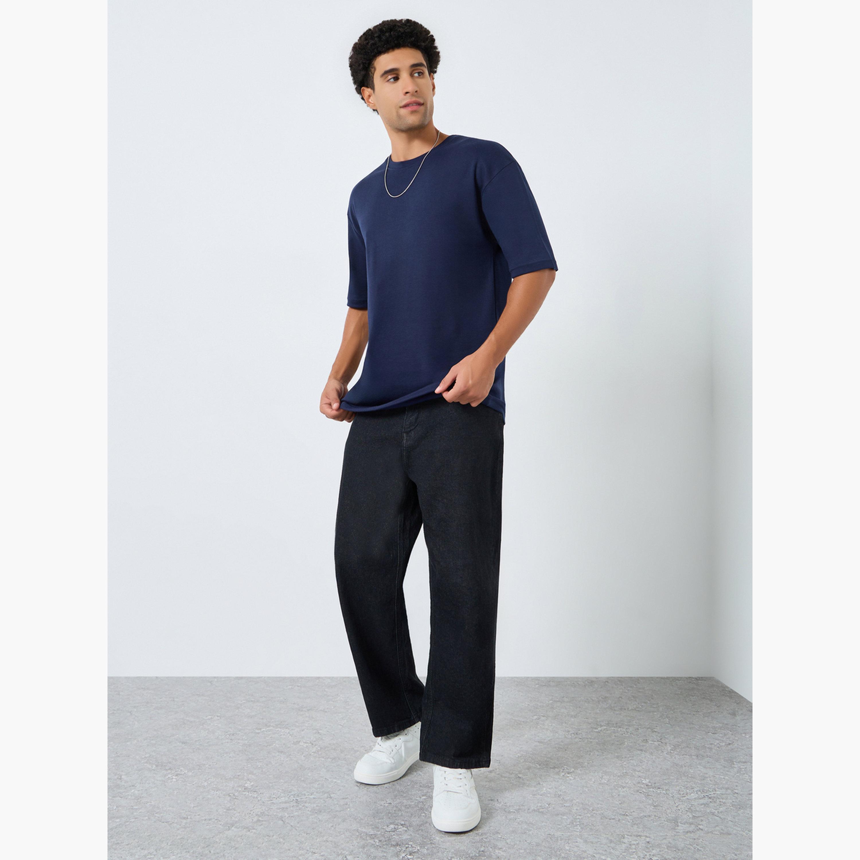 Styli Men Navy Graphic Print Oversized T-Shirt-men-clothing-tshirtsandpolos-tshirts-image-2