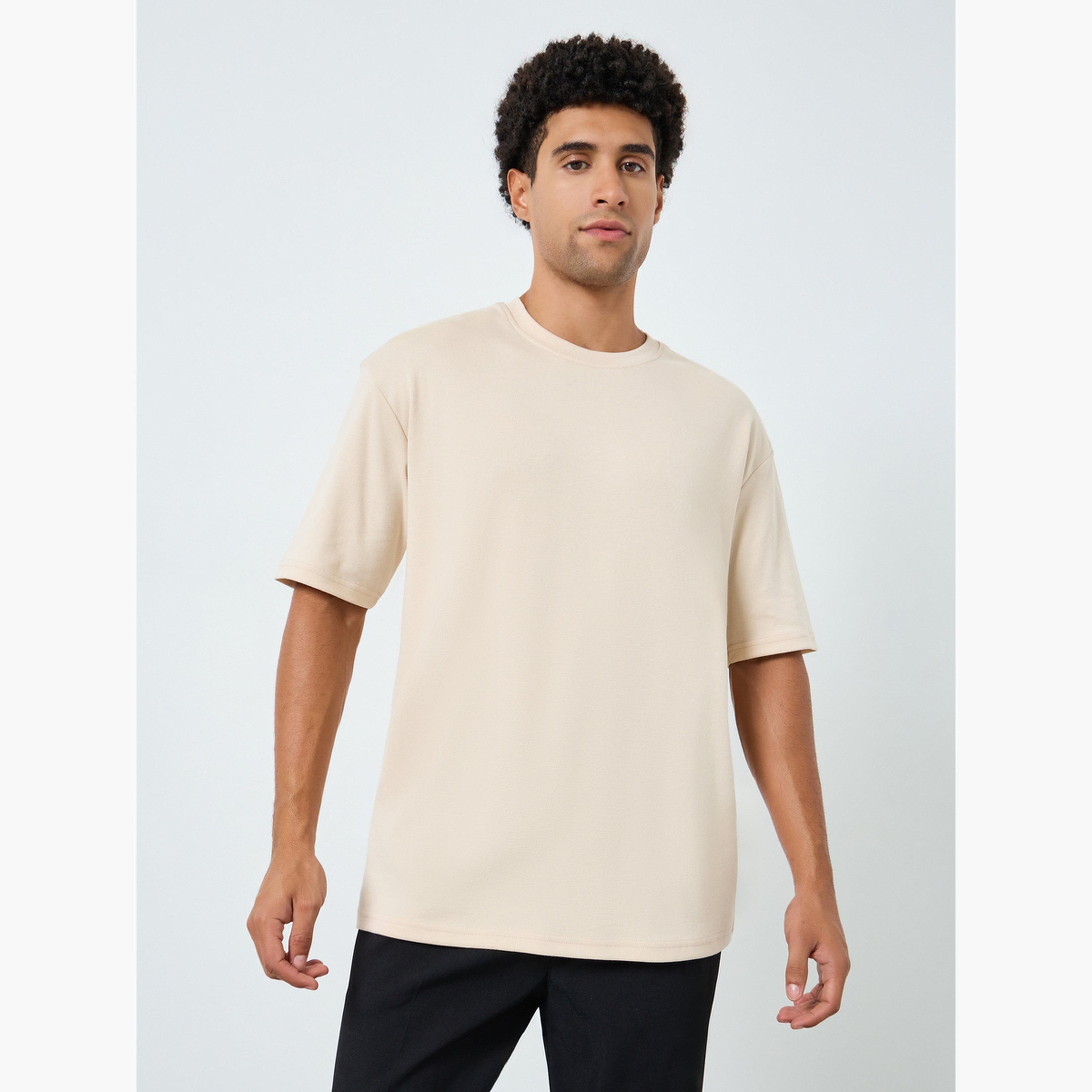 Styli Men Beige Graphic Print Crew Neck T-Shirt-men-clothing-tshirtsandpolos-tshirts-image-1