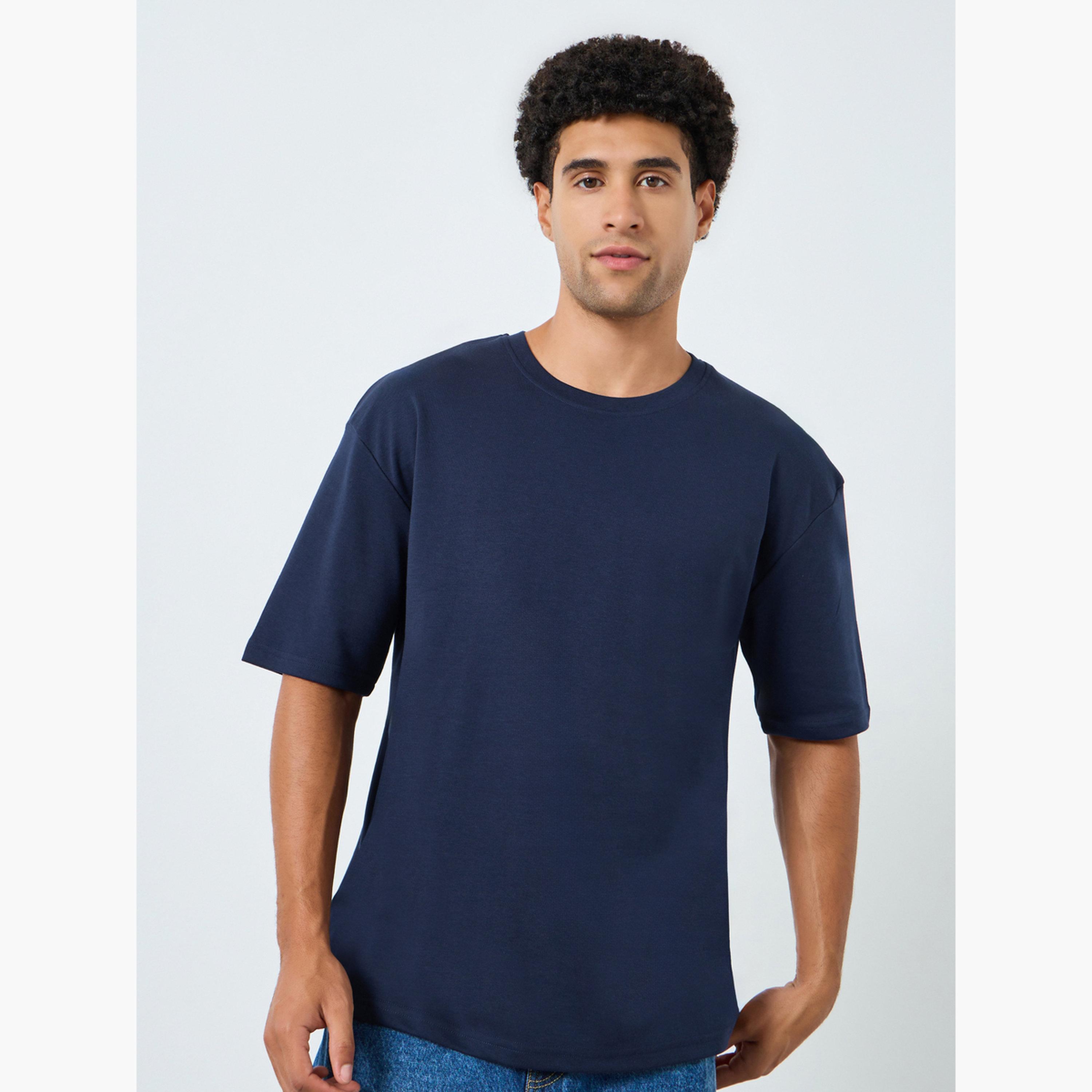 Styli Men Navy Blue Graphic Print Oversized T-Shirt-men-clothing-tshirtsandpolos-tshirts-image-1
