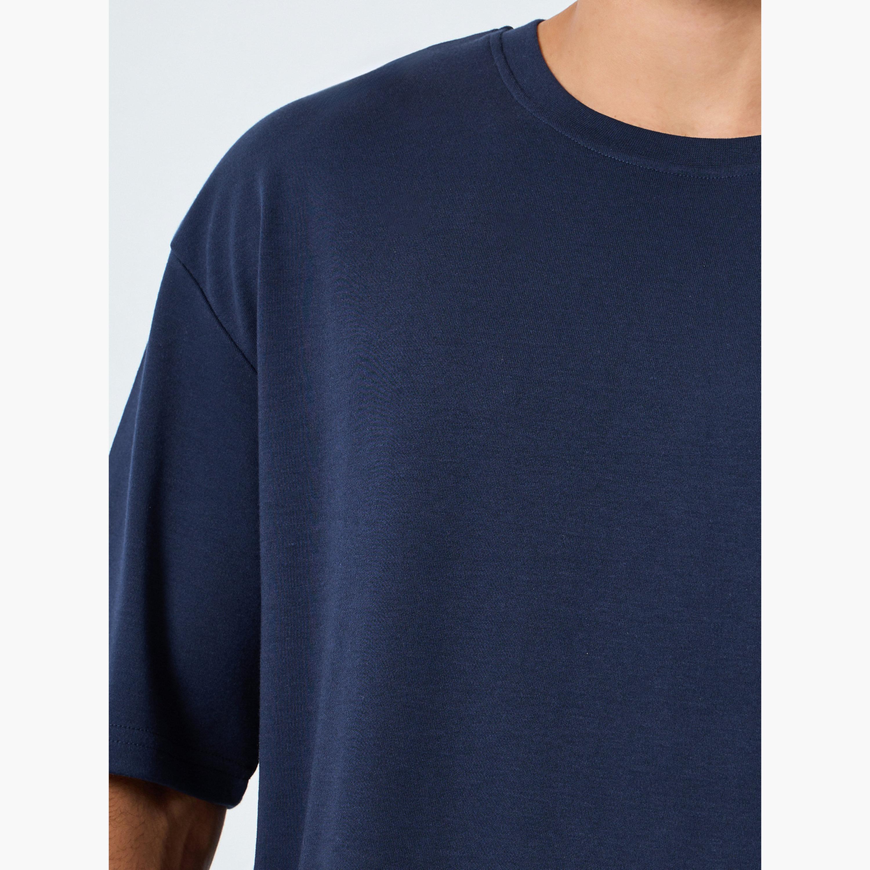Styli Men Navy Blue Graphic Print Oversized T-Shirt-men-clothing-tshirtsandpolos-tshirts-image-4