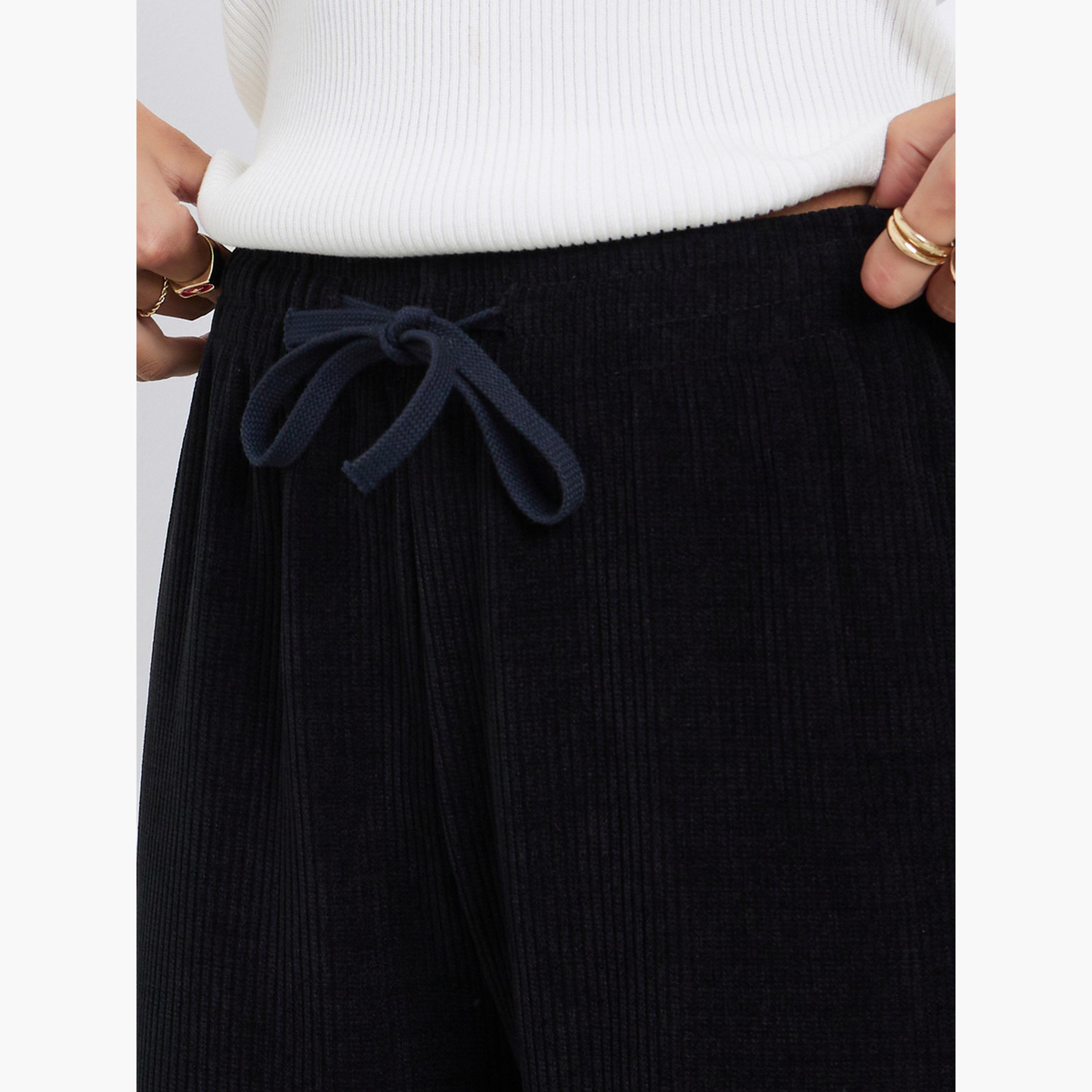 Styli Women Black Straight Leg Corduroy Pants-women-clothing-bottoms-trousers-image-3