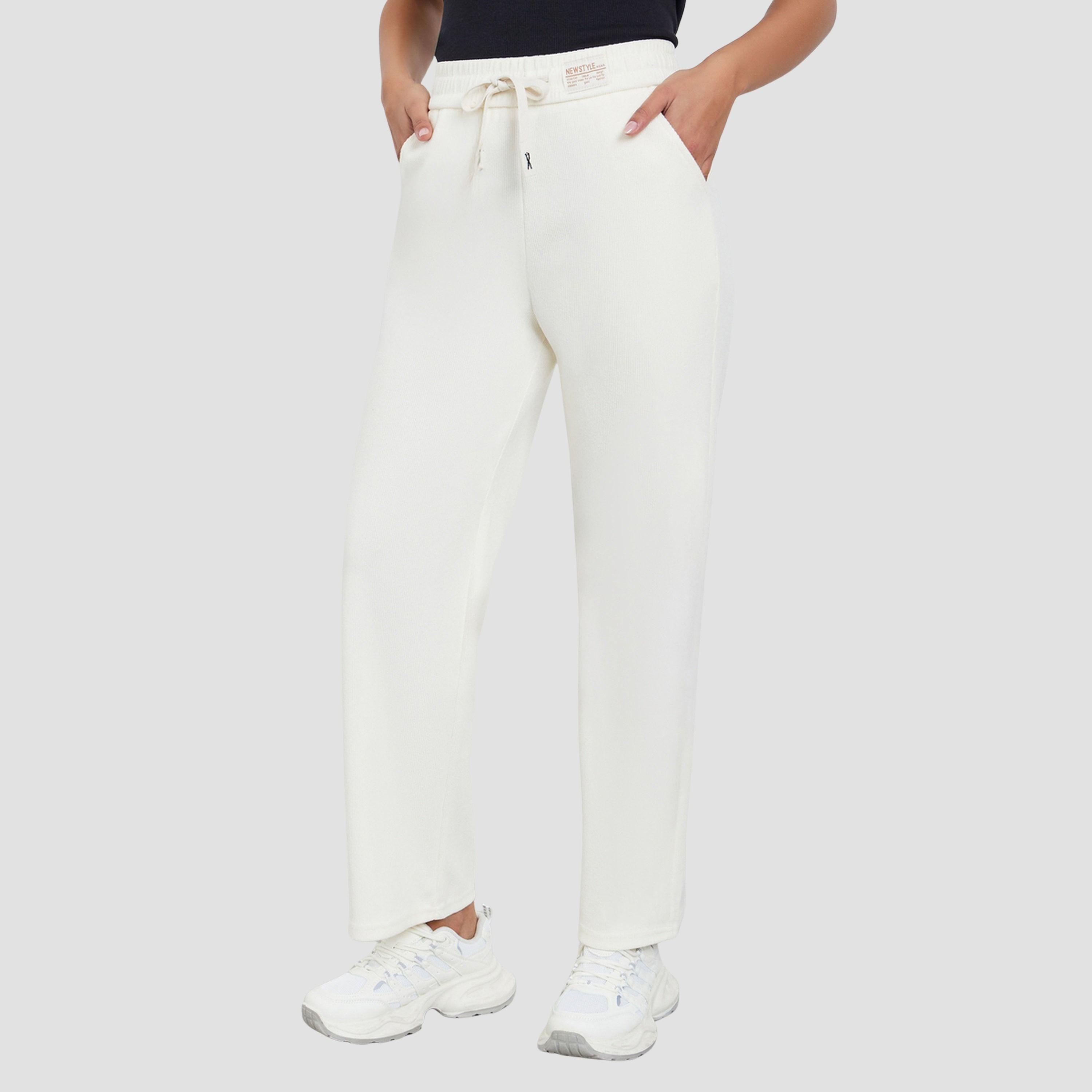 ستايلي - بنطال بيج سادة واسع الساق مع رباط للنساء-women-clothing-bottoms-trousers-image-1