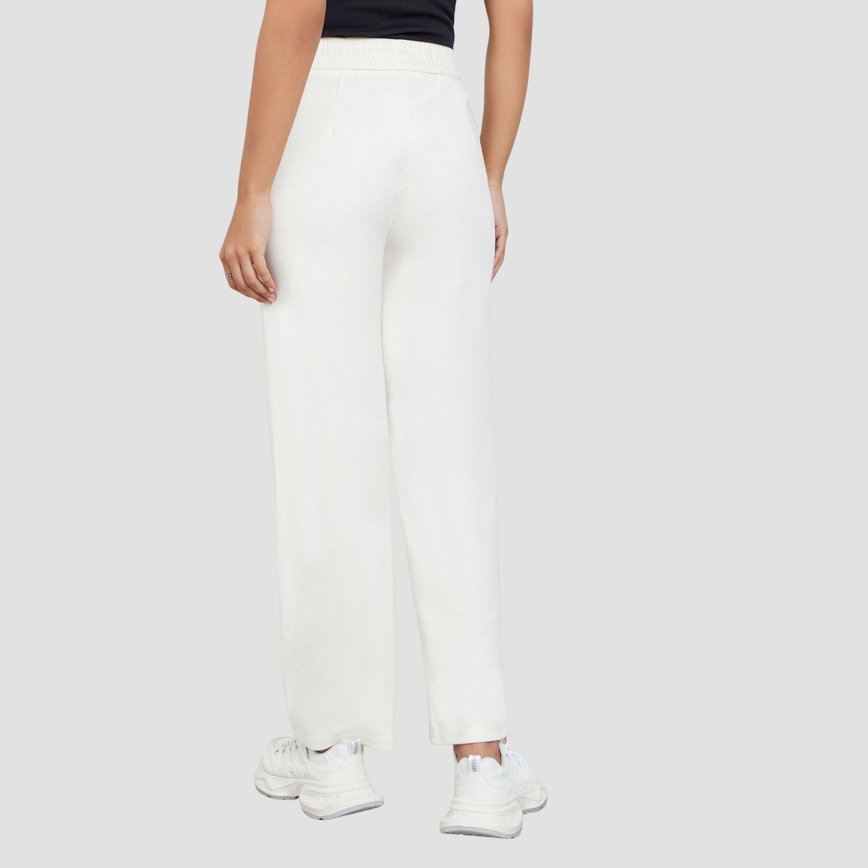 Styli Women Beige Solid Wide Leg Pants with Drawstring-women-clothing-bottoms-trousers-image-4
