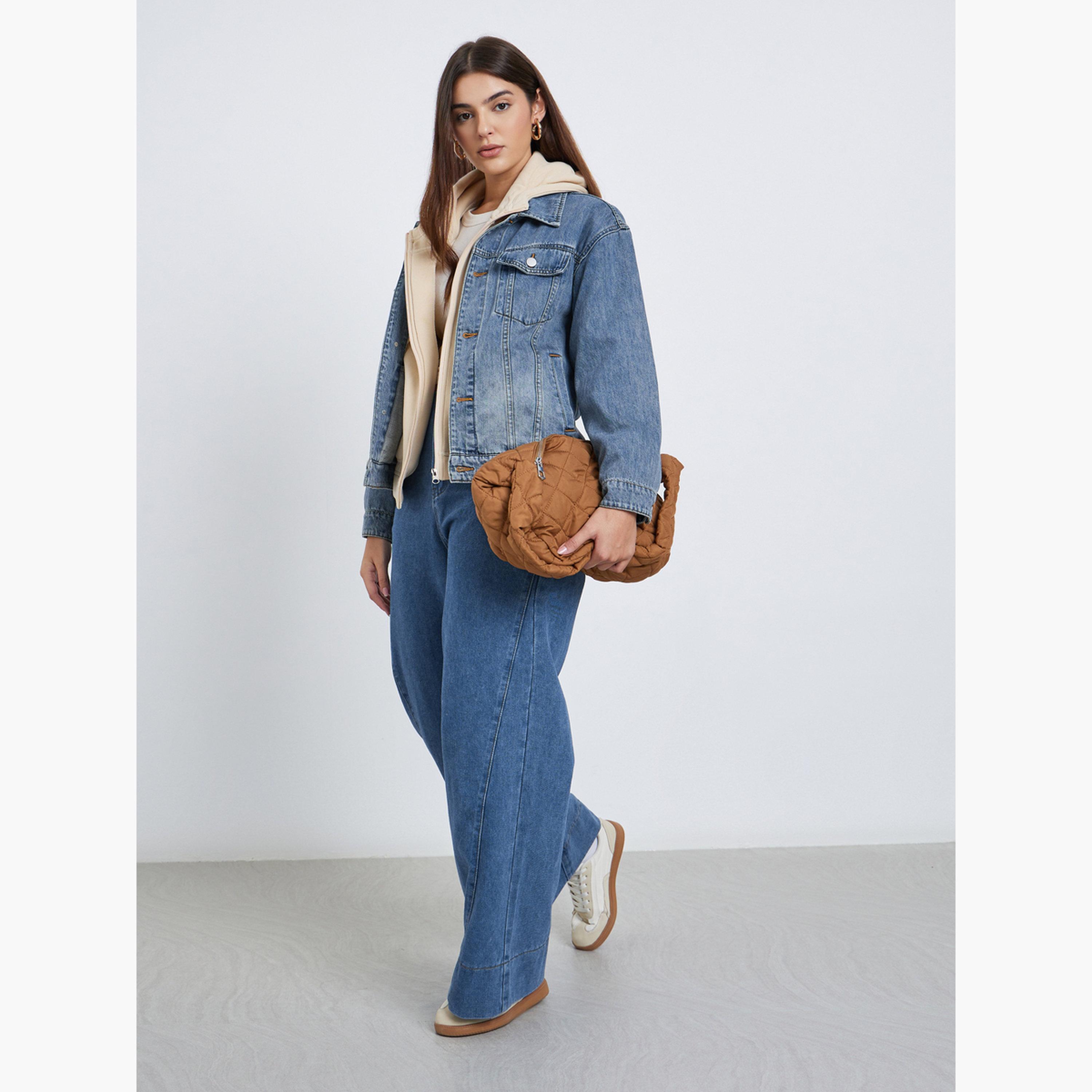 ستايلي - جاكيت جينز بقصّة عادية مع جيوب للنساء -women-winterwear-coatsandjackets-jackets-image-2
