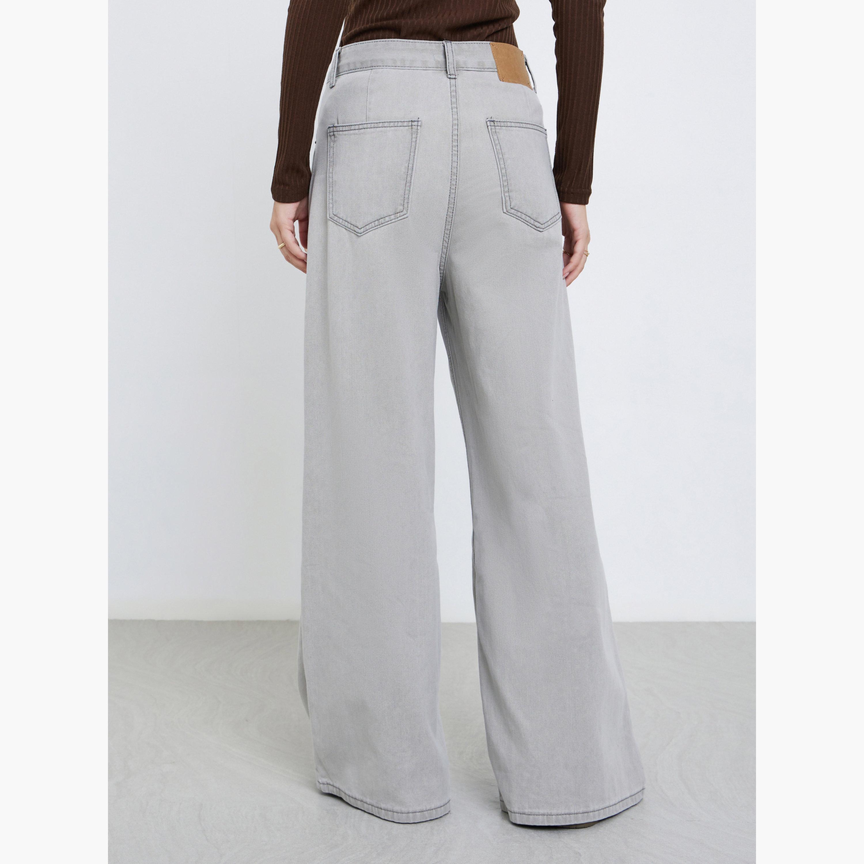 Styli Women Grey Mid Rise Wide Leg Jeans-women-clothing-bottoms-jeans-image-4