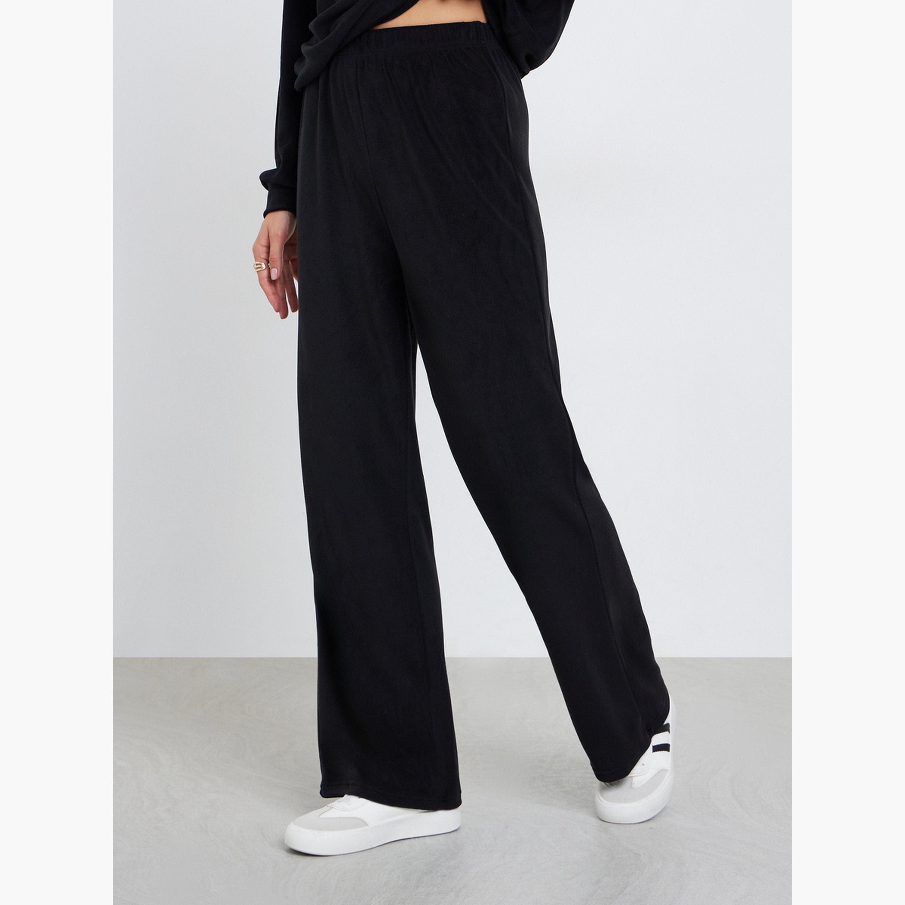 ستايلي - طقم سويت شيرت وبنطال رياضي من الصوف الأسود للنساء-women-clothing-coordsets-image-5
