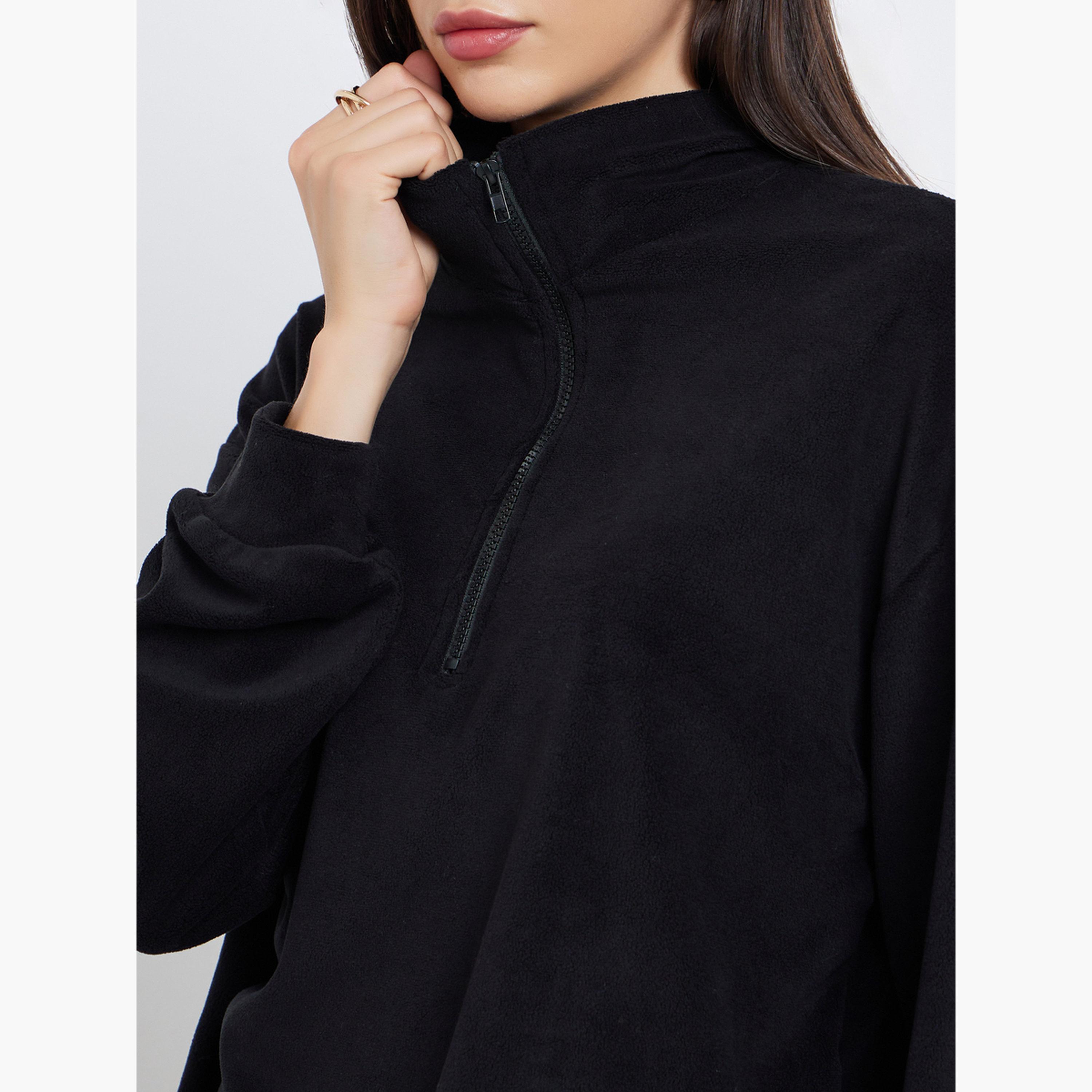 ستايلي - طقم سويت شيرت وبنطال رياضي من الصوف الأسود للنساء-women-clothing-coordsets-image-6