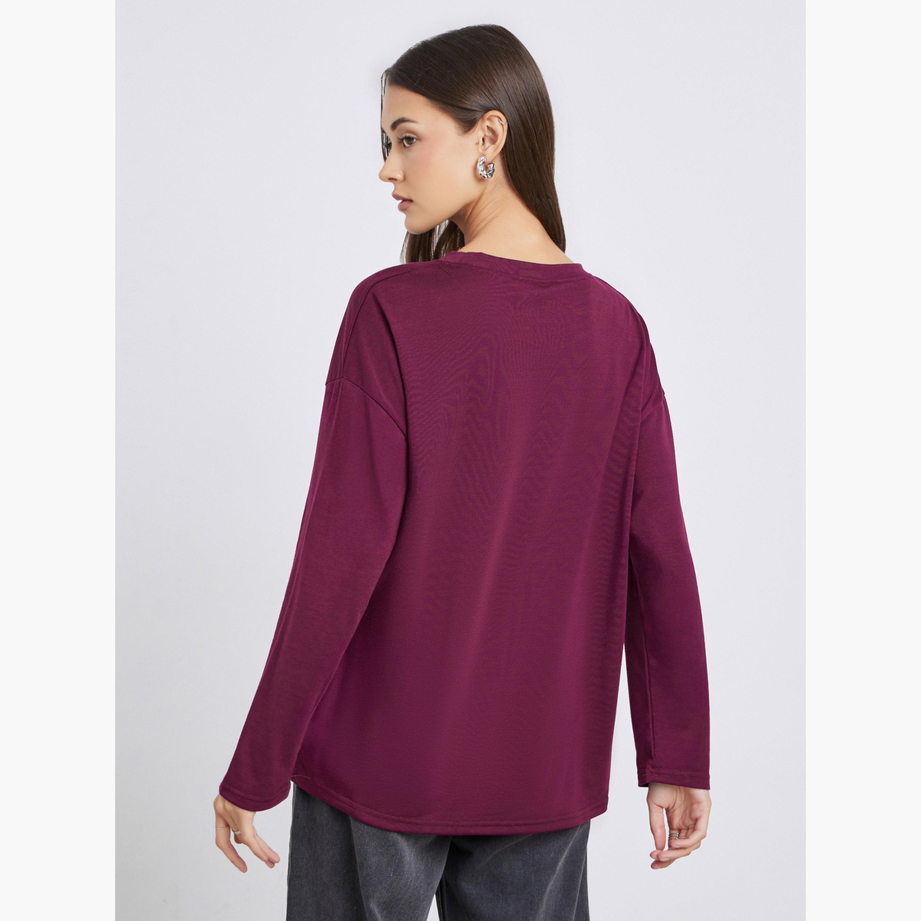 Styli Women Solid Round Neck Oversize T-Shirt-women-clothing-tshirts-image-4