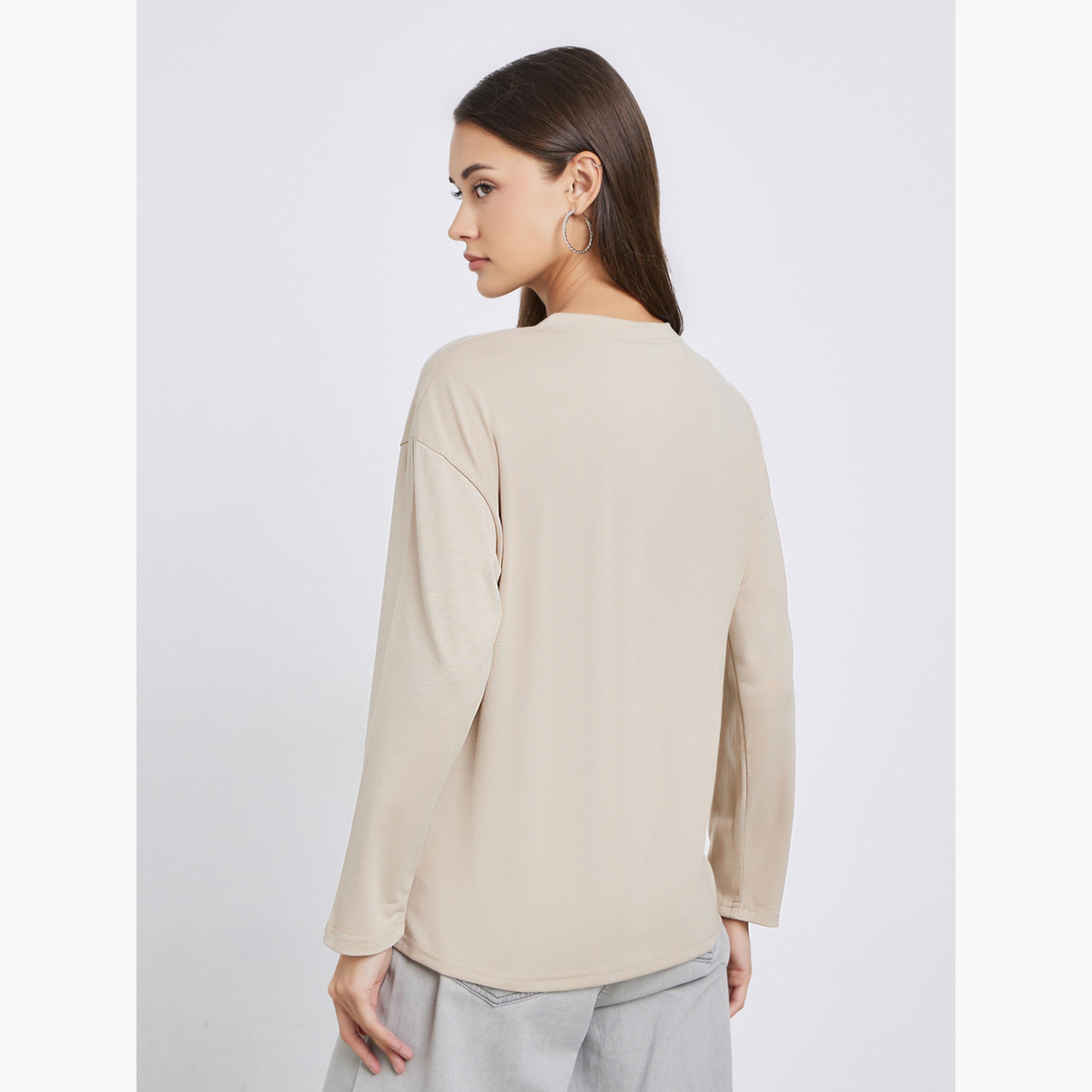 Styli Women Solid Front Pocket Oversize T-Shirt-women-clothing-tshirts-image-4