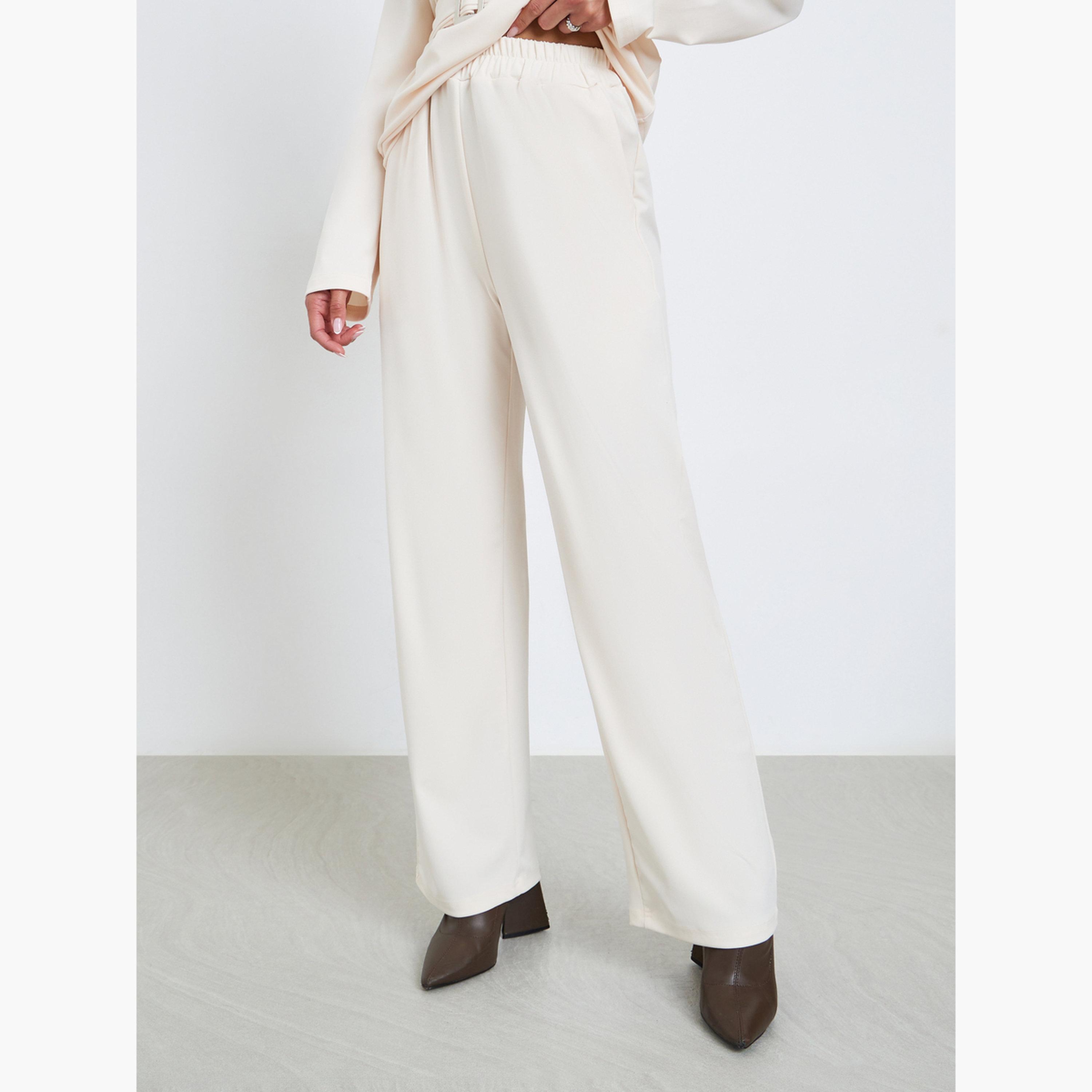 Styli Solid Belted Top and Wide Leg Trousers Co-ords-women-clothing-coordsets-image-4